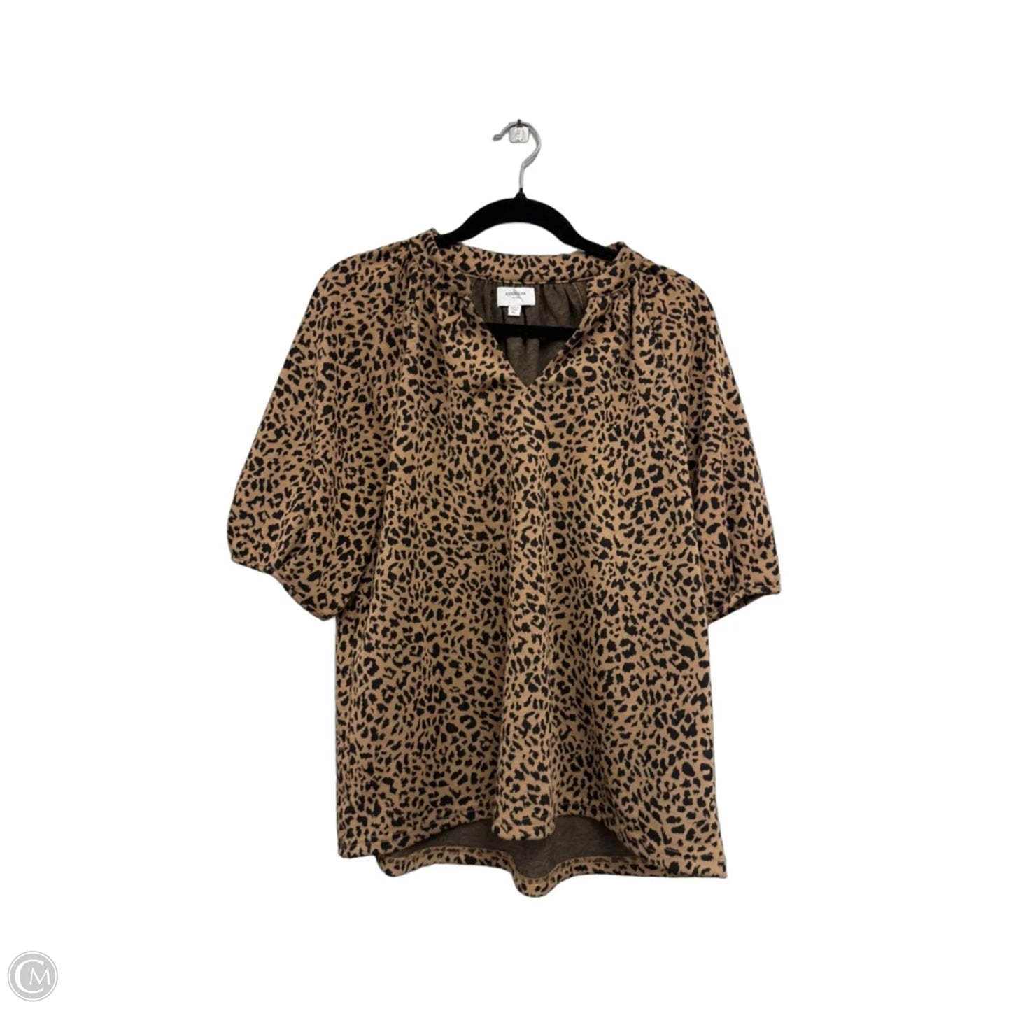 Top Short Sleeve By Anniewear In Black & Tan, Size: Xl