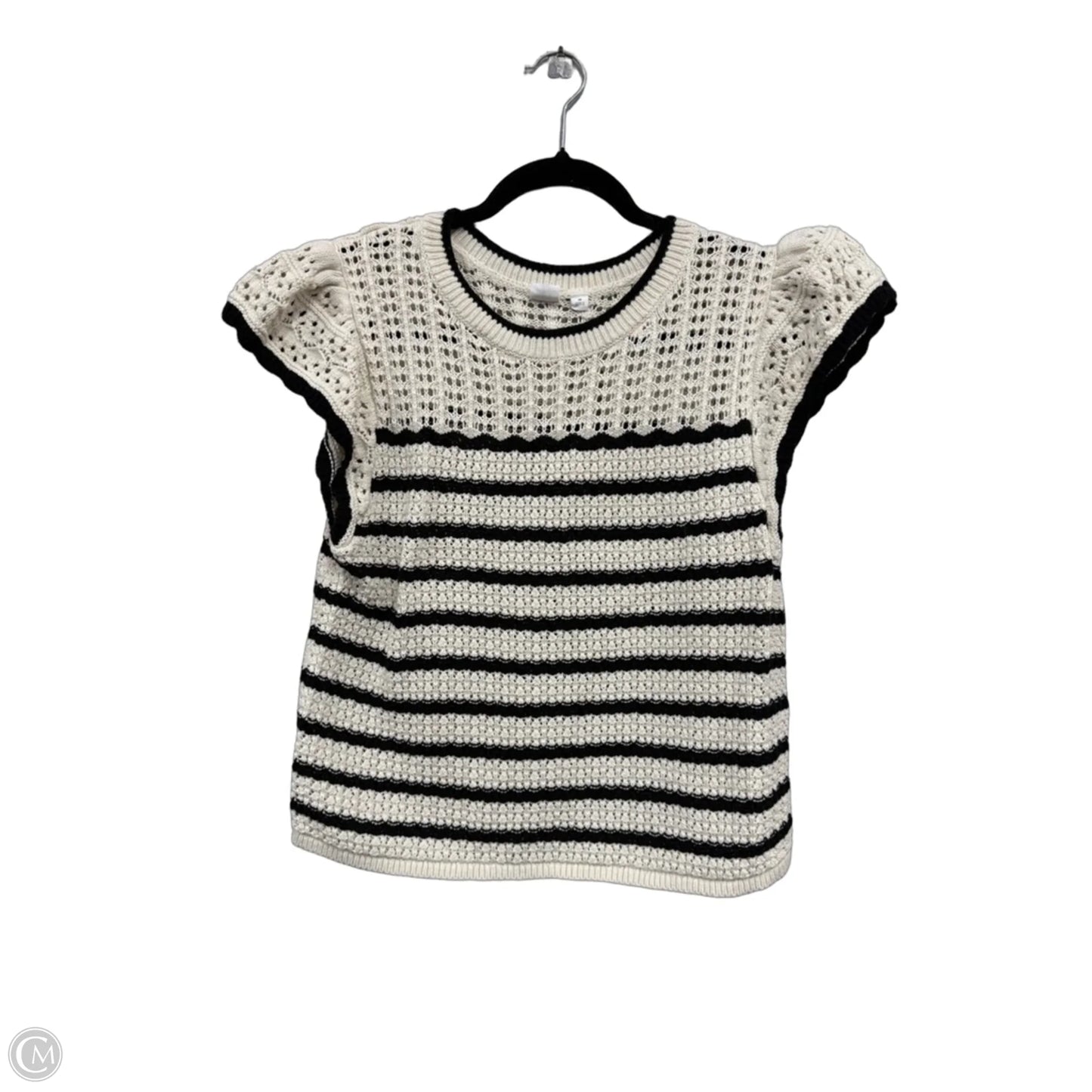 Sweater Short Sleeve By Gap In Black & Cream, Size: M