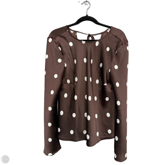 Top Long Sleeve By Loft In Brown & Cream, Size: L
