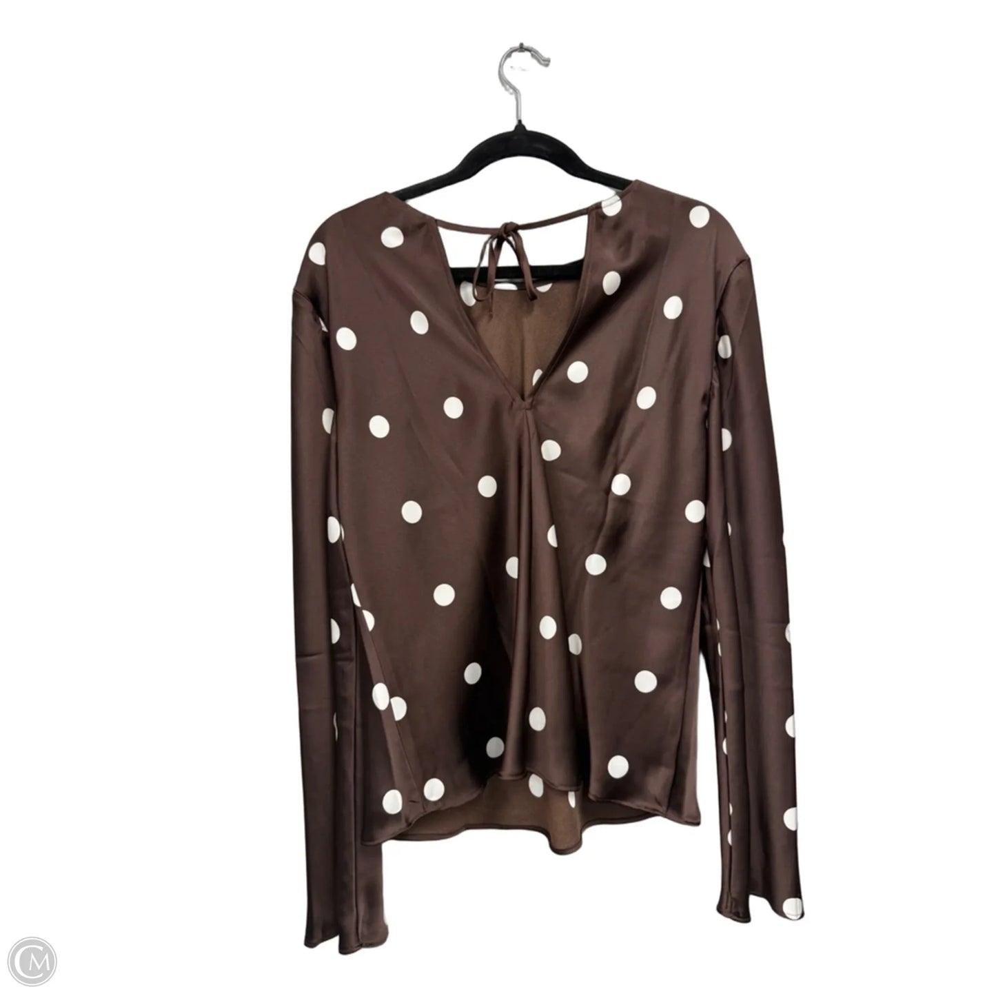 Top Long Sleeve By Loft In Brown & Cream, Size: L