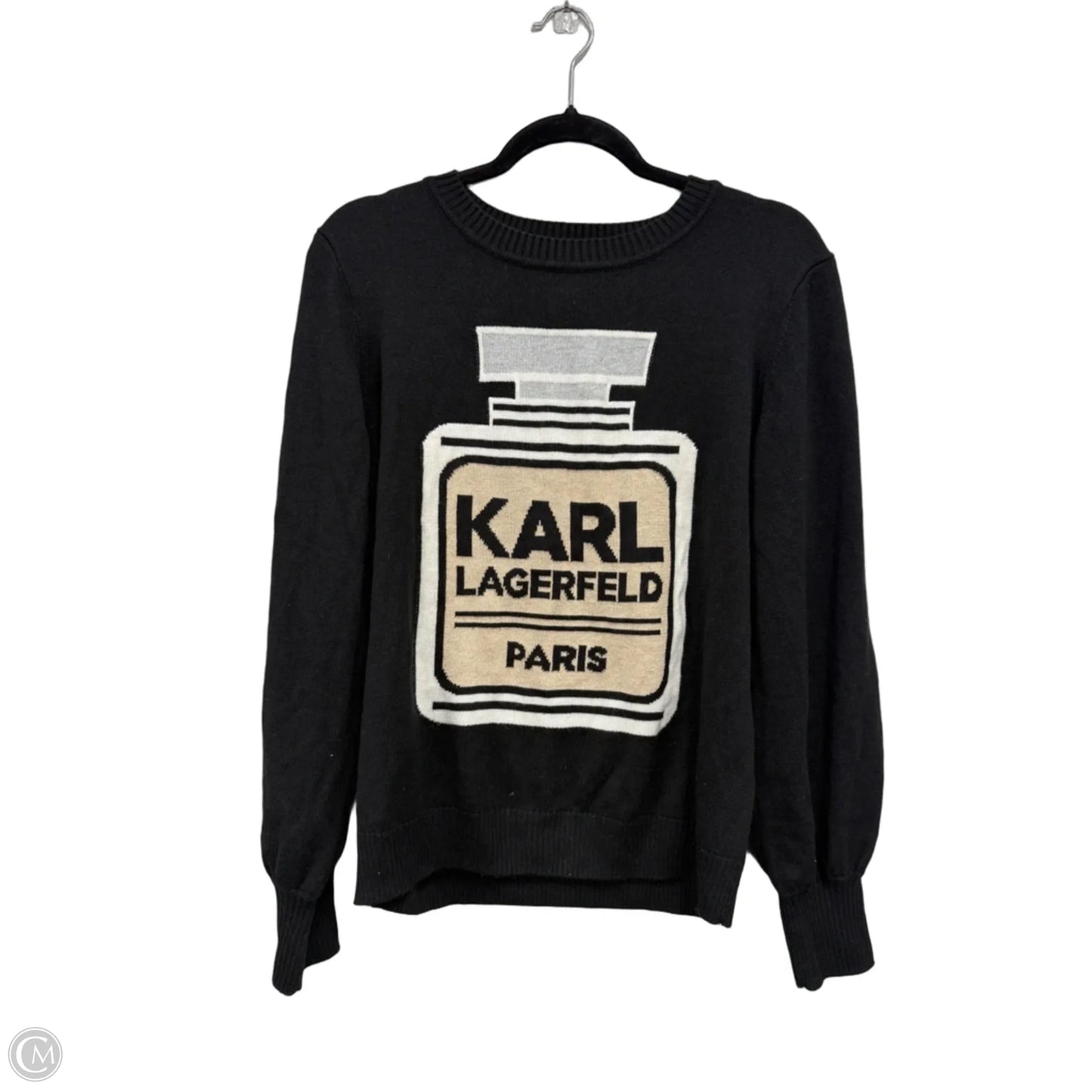 Sweater Designer By Karl Lagerfeld In Black & Gold, Size: M