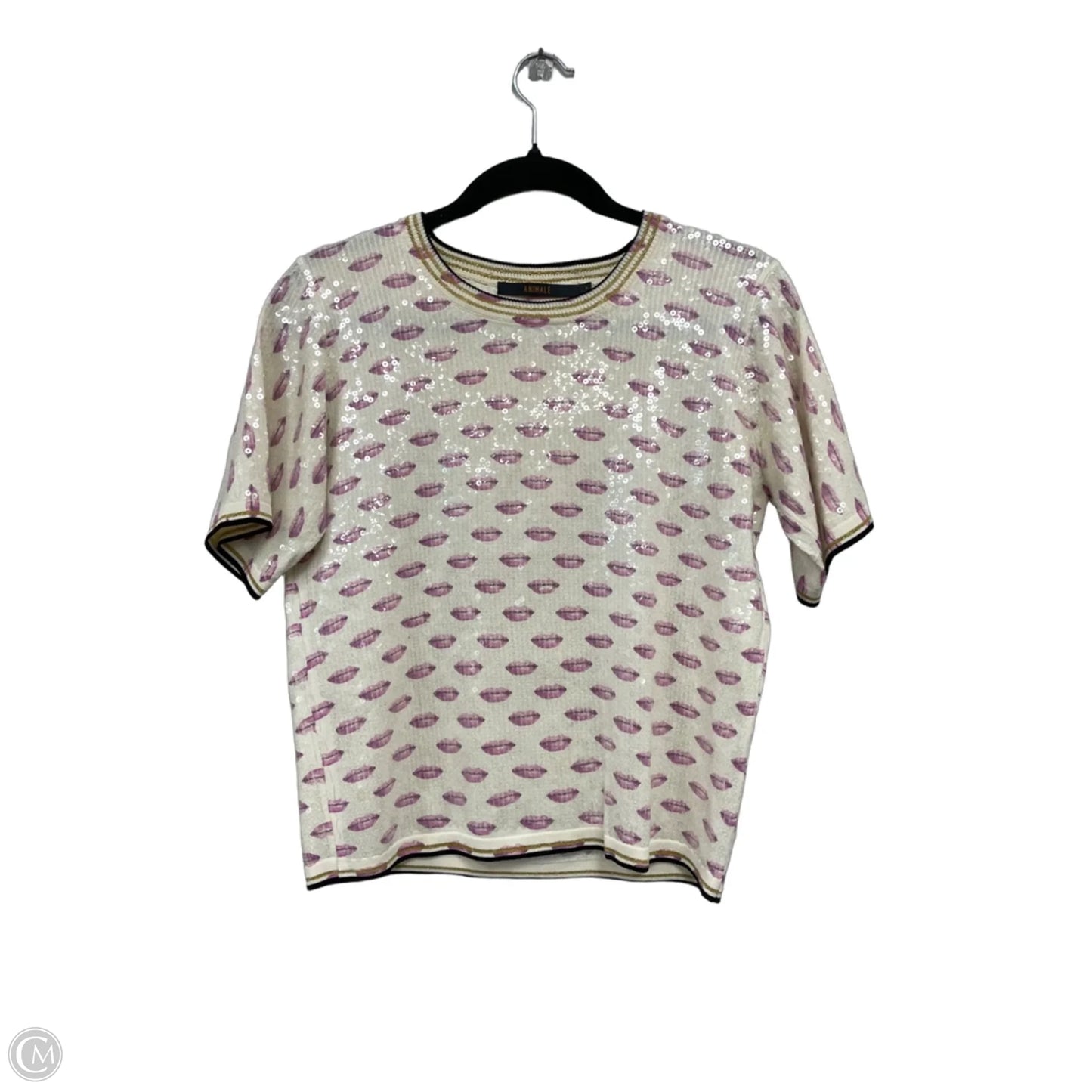 Top Short Sleeve By Clothes Mentor In Cream & Pink, Size: Sp