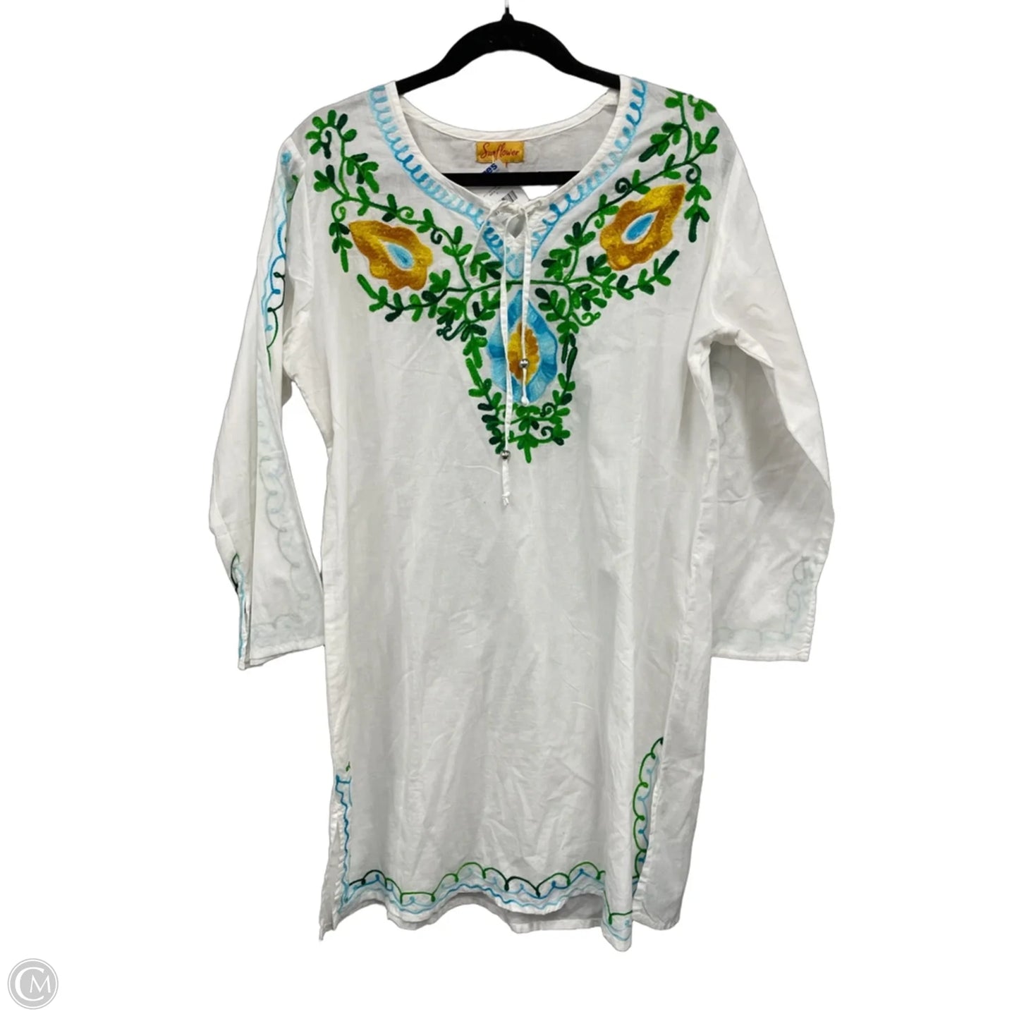 Swimwear Cover-up By Clothes Mentor In White & Yellow, Size: 1x
