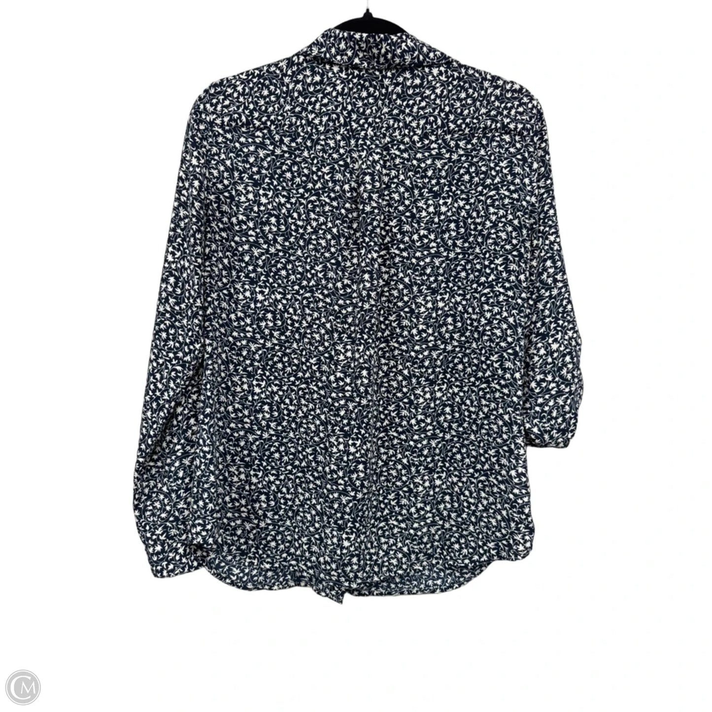Top 3/4 Sleeve By Loft In Blue & White, Size: S