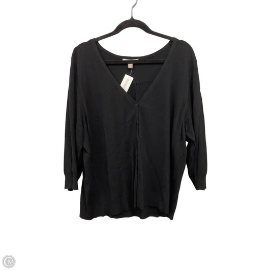 Cardigan By Roz And Ali In Black, Size: 3x