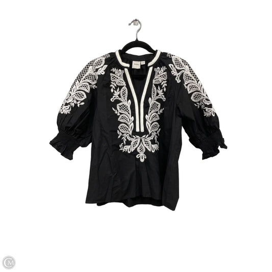 Top 3/4 Sleeve By Maeve In Black & Cream, Size: M