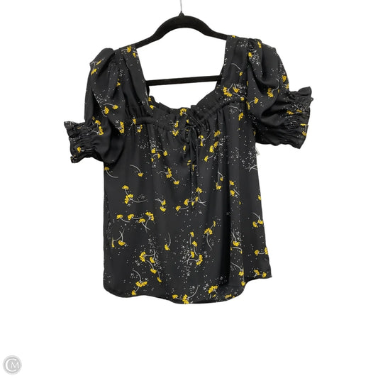 Top Short Sleeve By Cece In Black & Yellow, Size: S