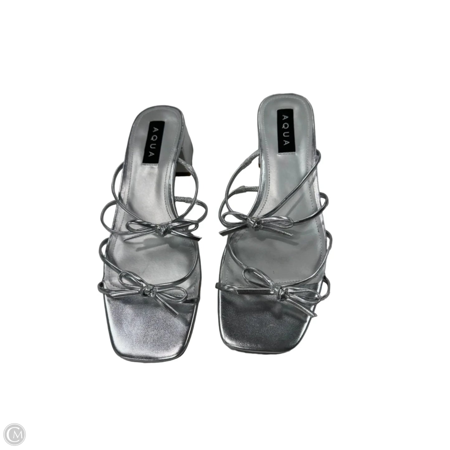 Sandals Heels Block By Aqua In Silver, Size: 10