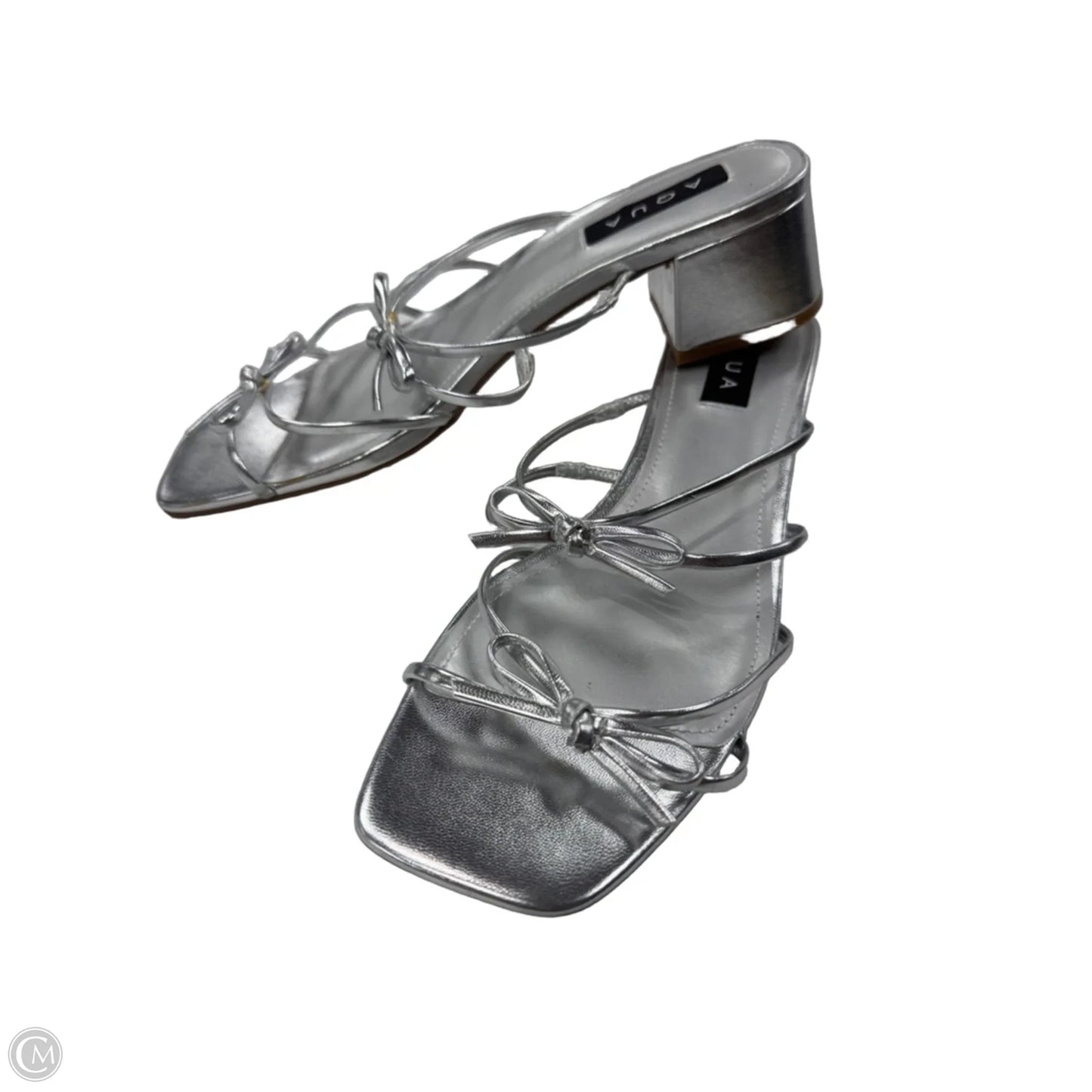 Sandals Heels Block By Aqua In Silver, Size: 10