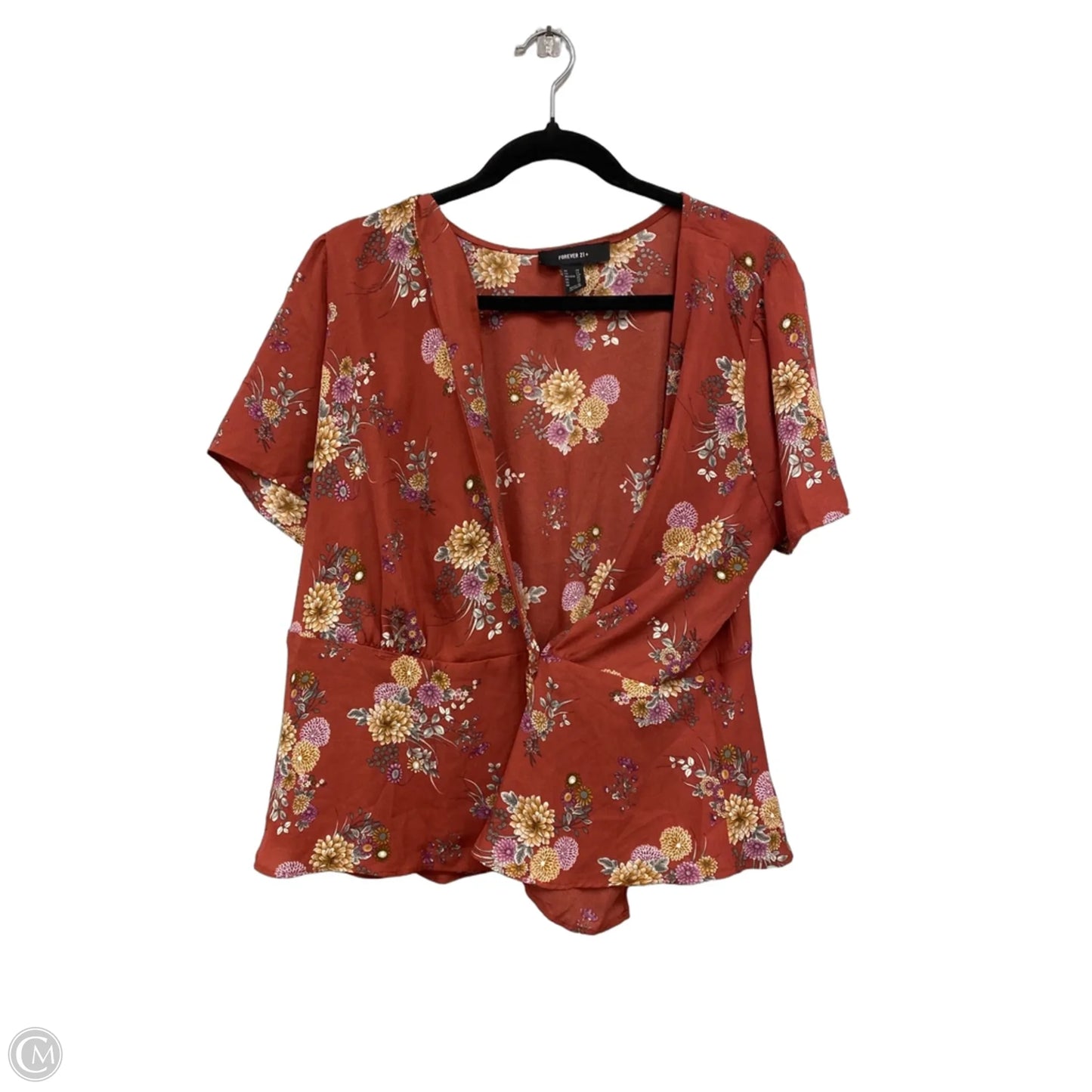 Top Short Sleeve By Forever 21 In Orange & Purple, Size: 2x