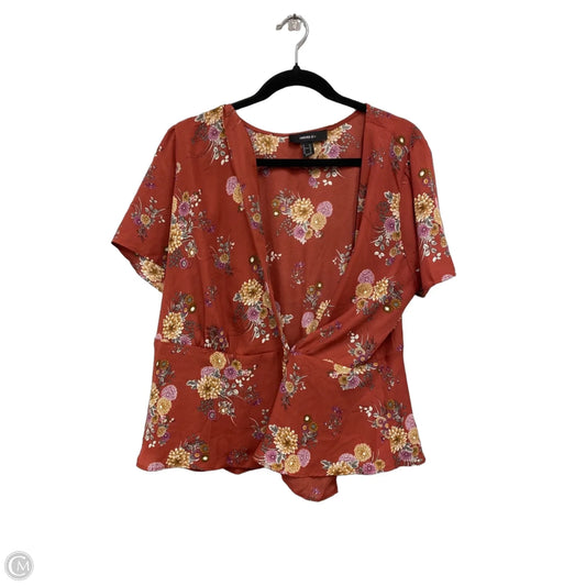 Top Short Sleeve By Forever 21 In Orange & Purple, Size: 2x