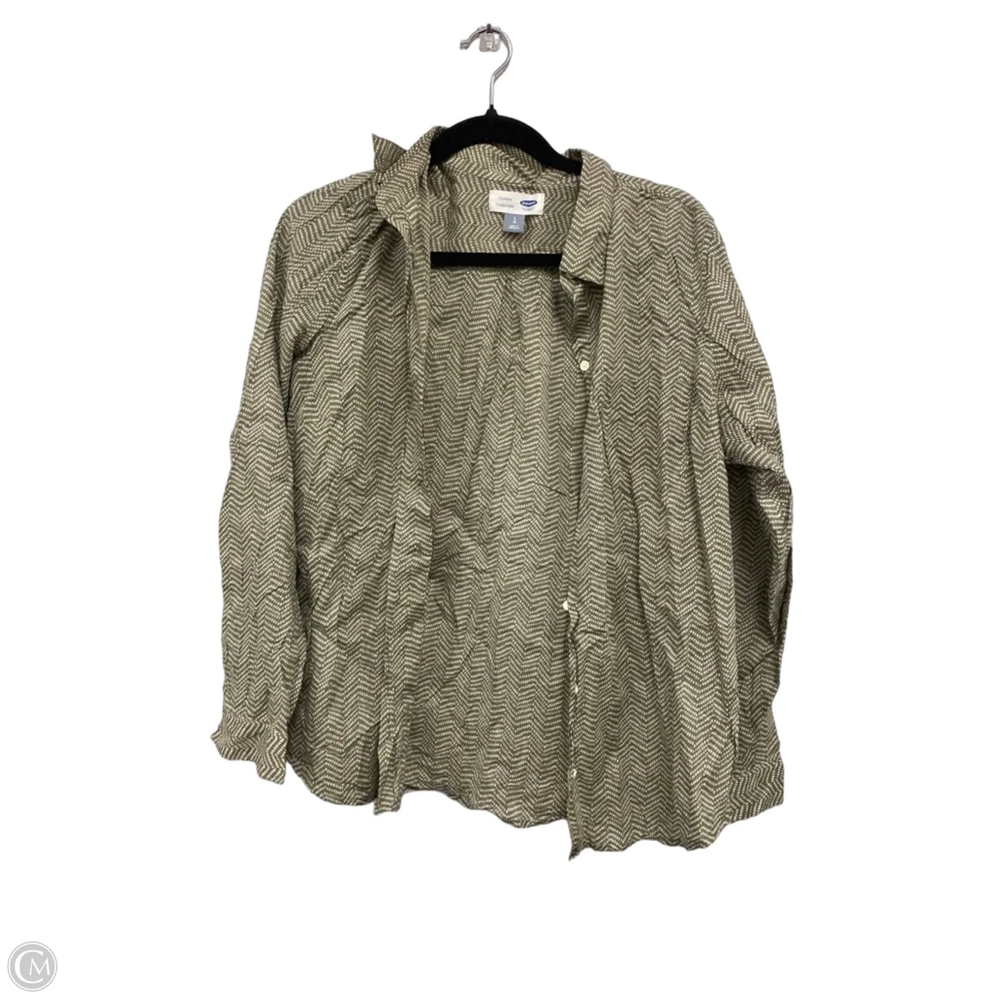 Top Long Sleeve By Old Navy In Green & White, Size: L