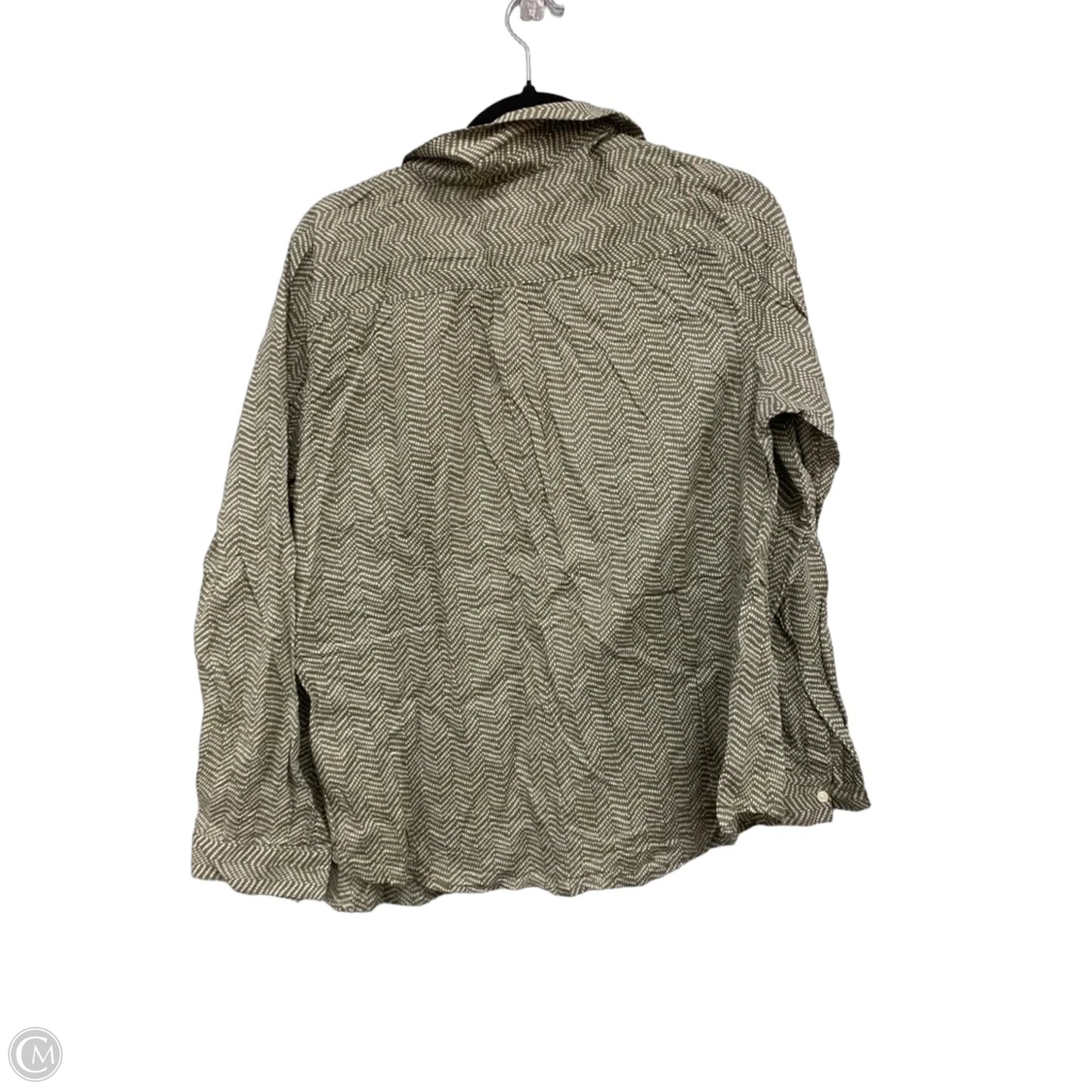 Top Long Sleeve By Old Navy In Green & White, Size: L