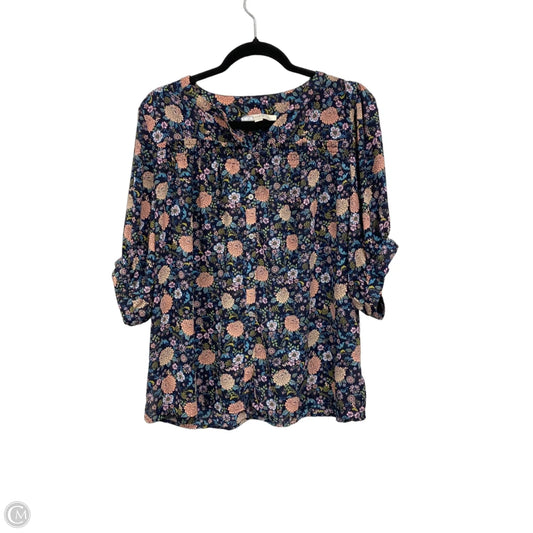 Top Short Sleeve By Loft In Blue & Pink, Size: M