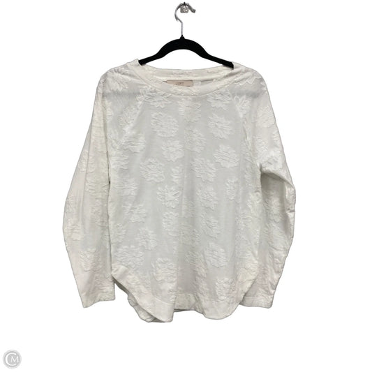 Top Long Sleeve By Loft In White, Size: M