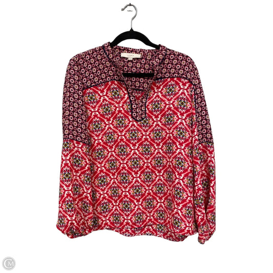 Top Long Sleeve By Loft In Pink & Red, Size: M