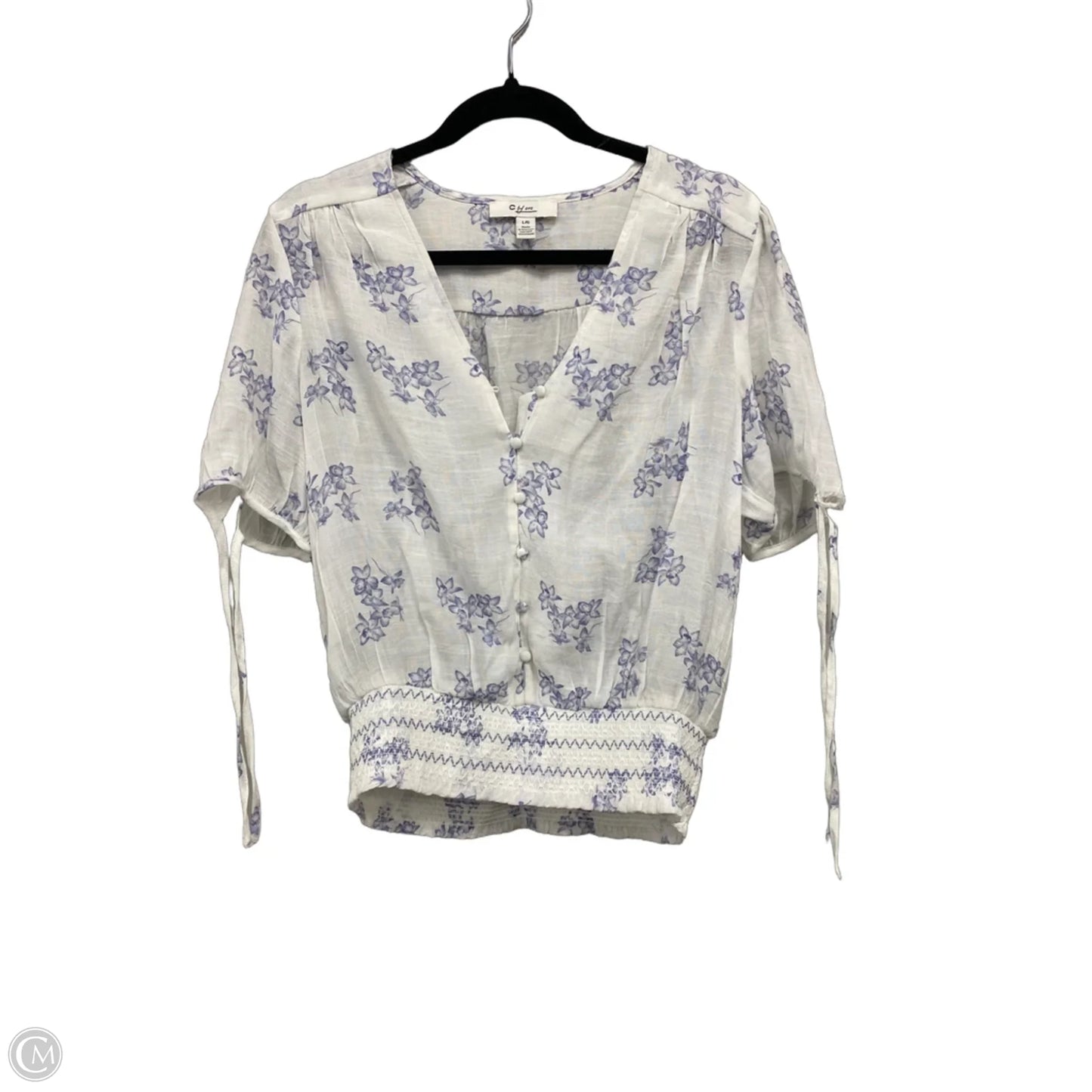 Top Short Sleeve By Clothes Mentor In Blue & White, Size: L