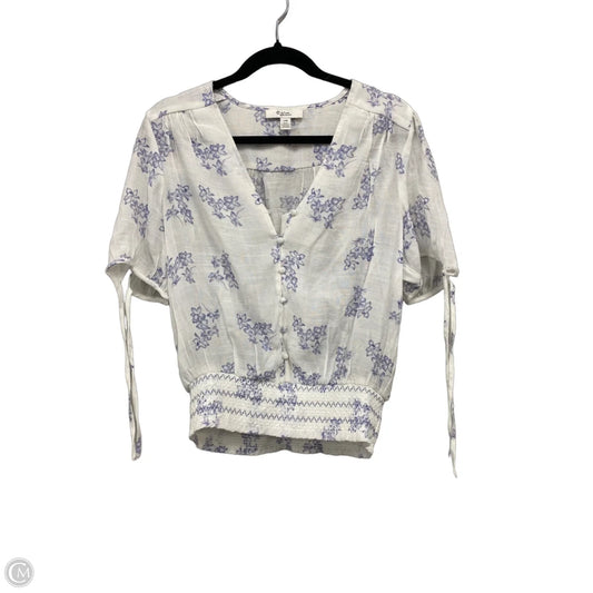 Top Short Sleeve By Clothes Mentor In Blue & White, Size: L