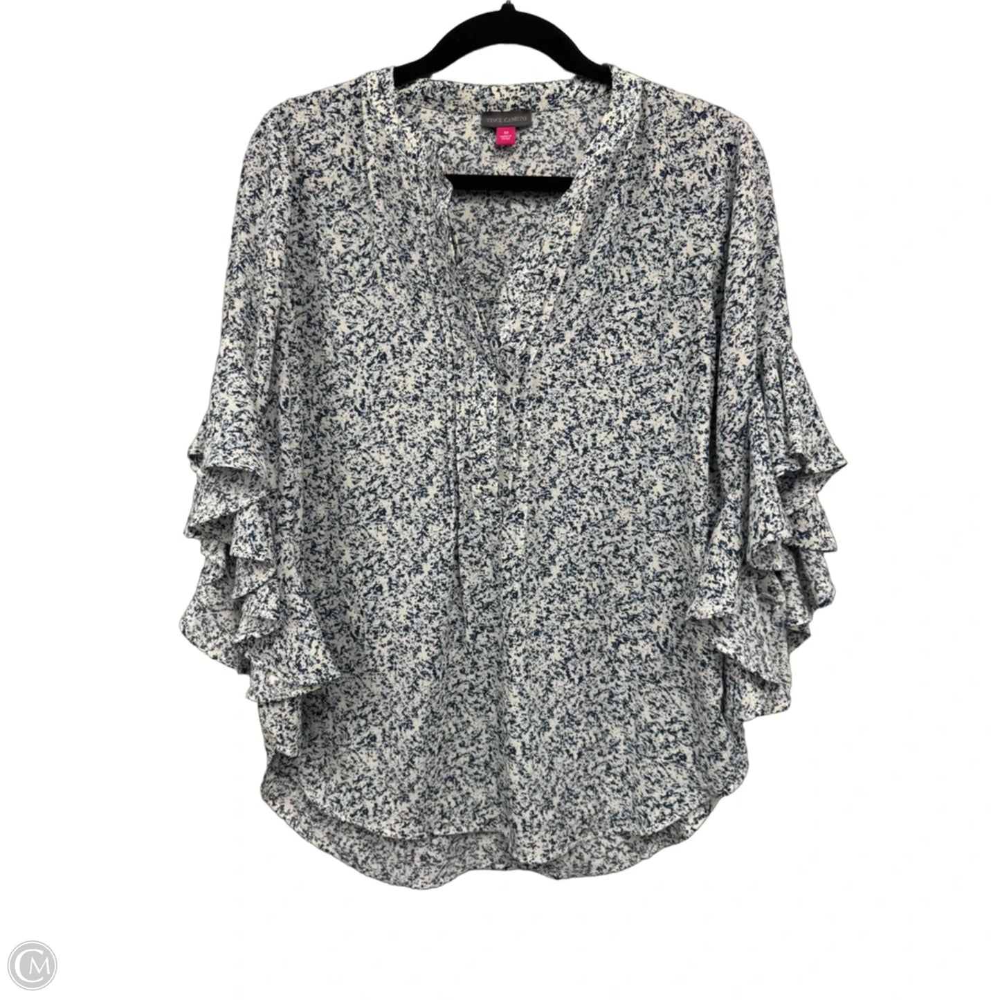 Top 3/4 Sleeve By Vince Camuto In Blue & Cream, Size: M
