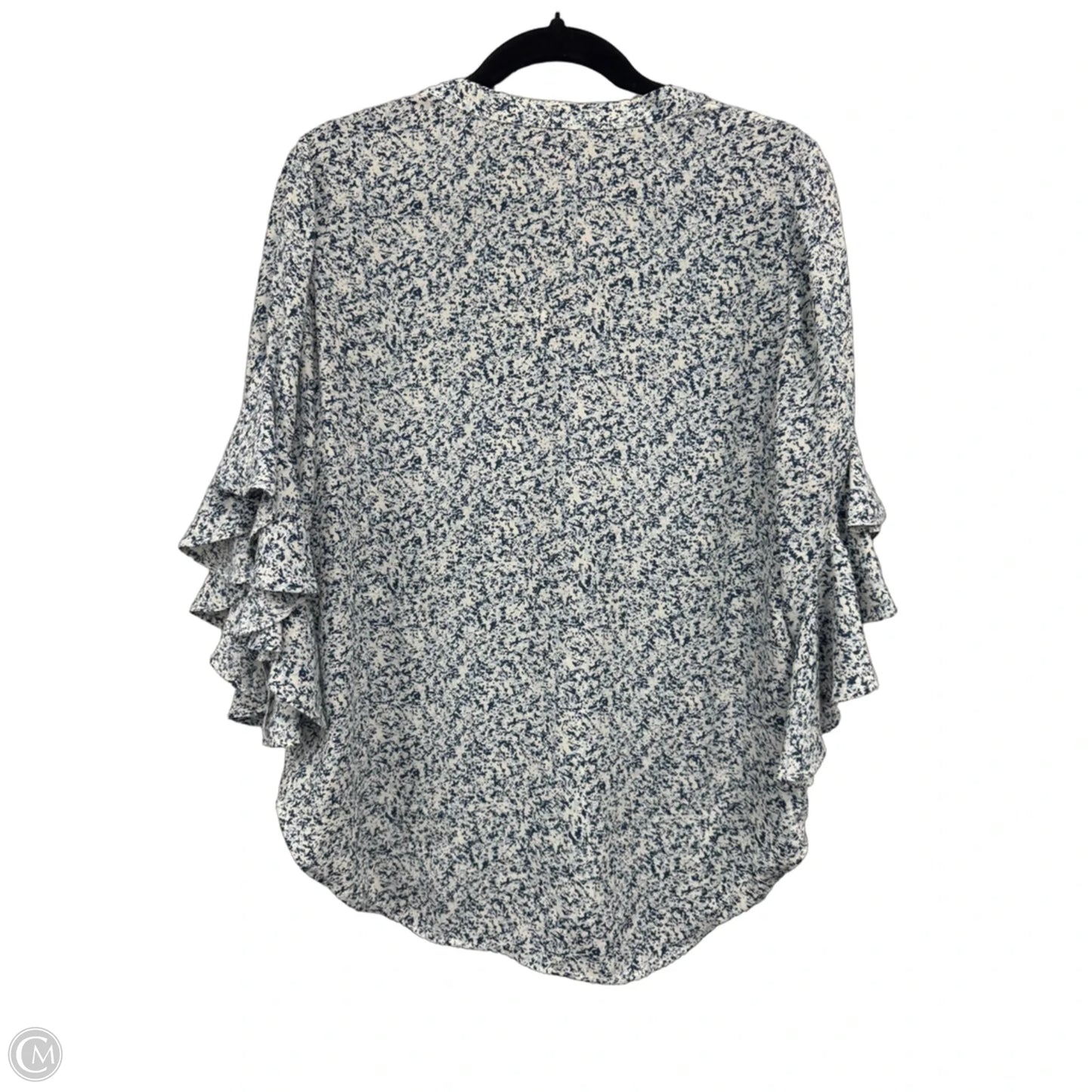 Top 3/4 Sleeve By Vince Camuto In Blue & Cream, Size: M