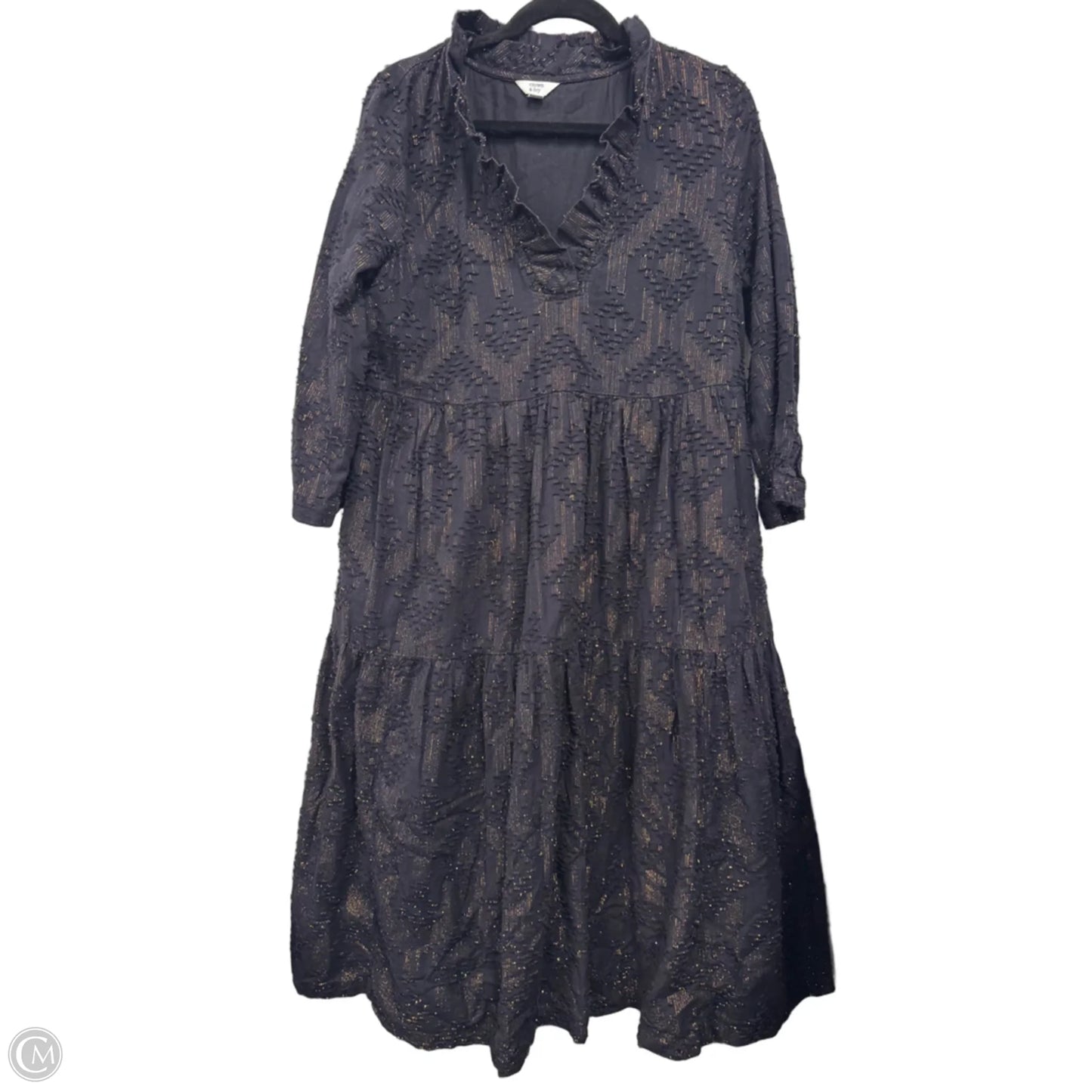 Dress Casual Midi By Crown And Ivy In Black & Gold, Size: L