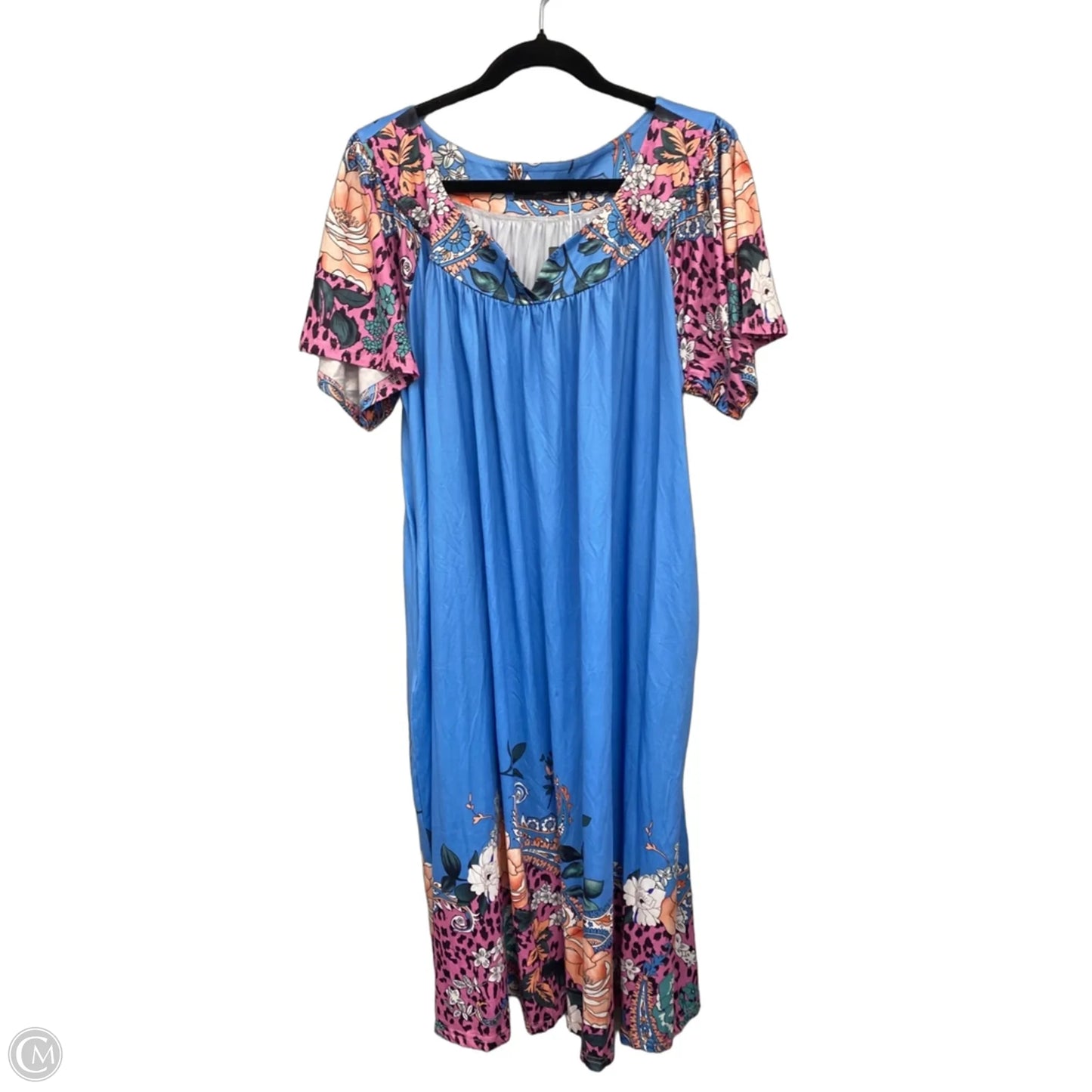 Dress Casual Midi By Clothes Mentor In Blue & Pink, Size: Xxl