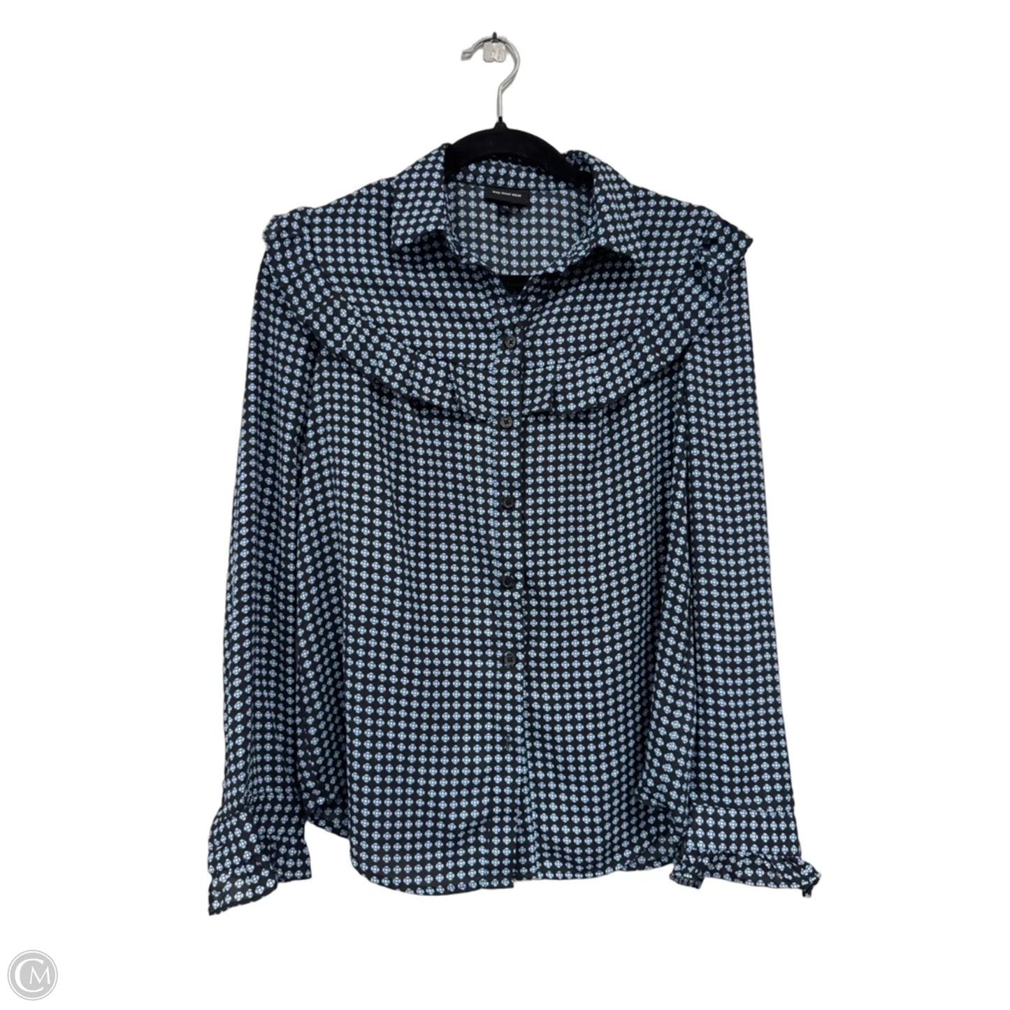 Top Long Sleeve By Who What Wear In Black & Blue, Size: Xs
