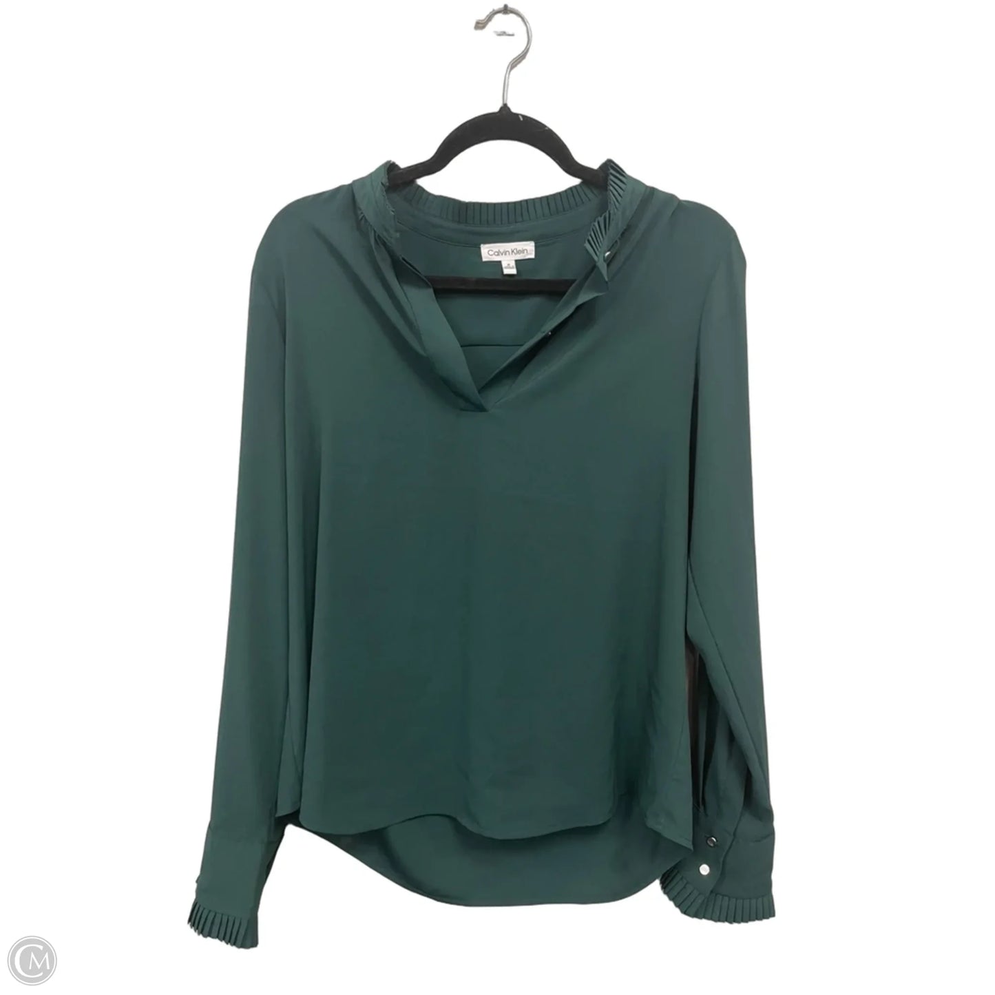 Top Long Sleeve By Calvin Klein In Green, Size: M