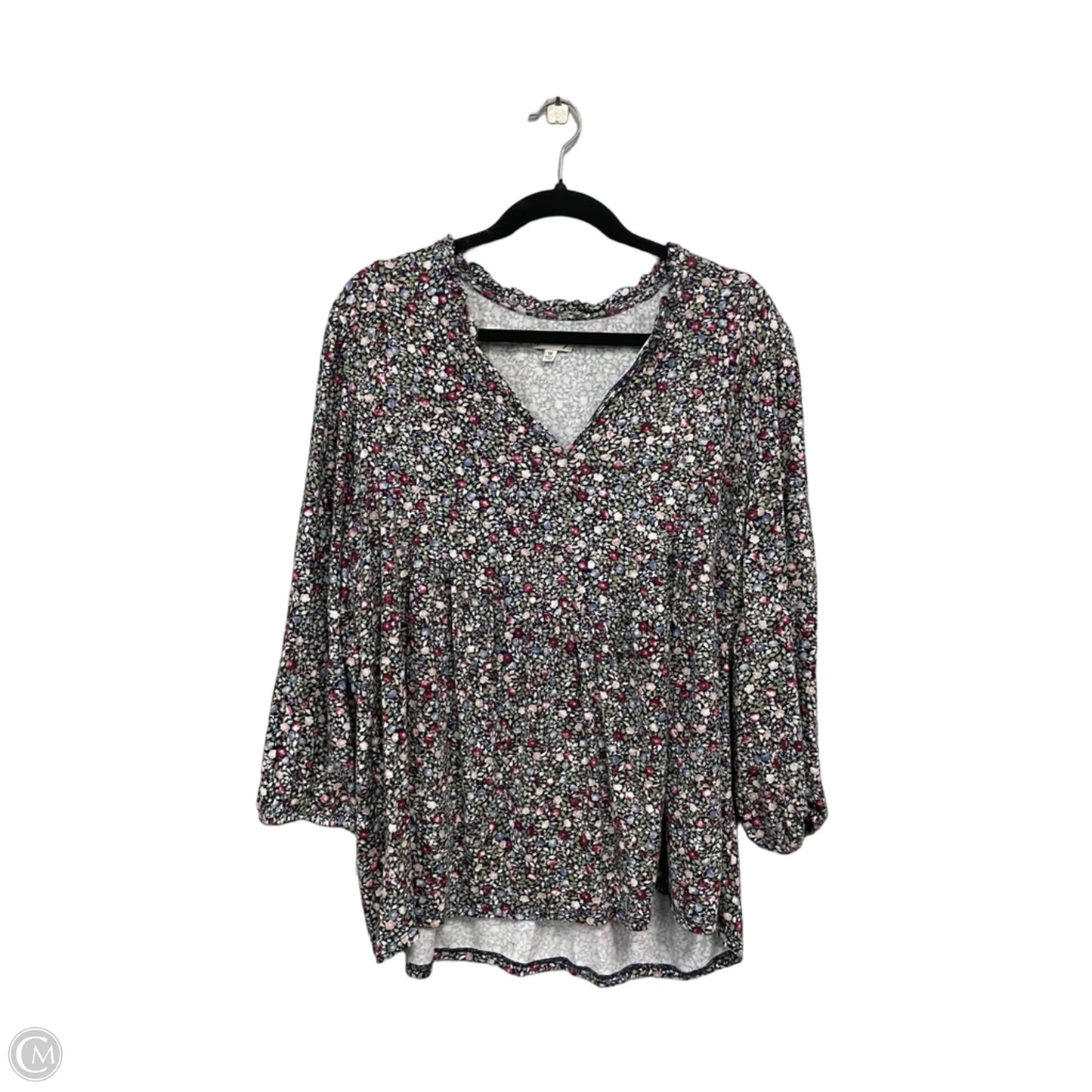 Top 3/4 Sleeve By Wonderly In Black & Pink, Size: 1x