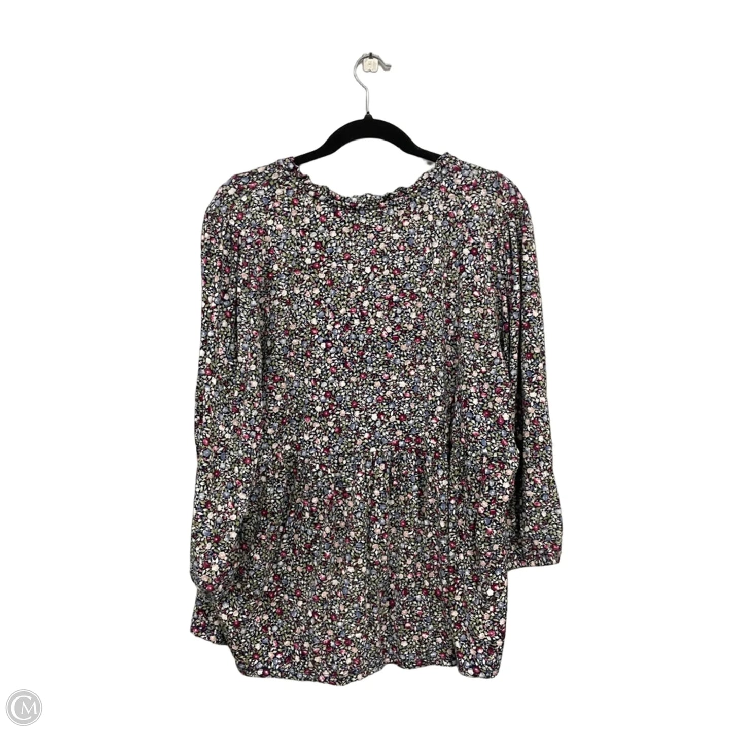 Top 3/4 Sleeve By Wonderly In Black & Pink, Size: 1x