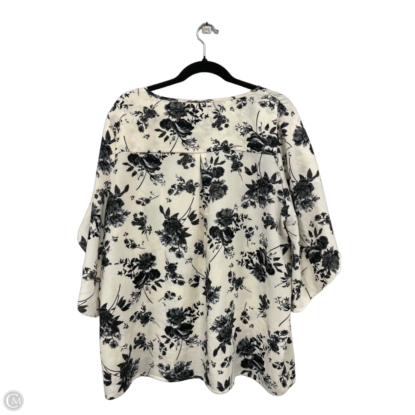 Top 3/4 Sleeve By Clothes Mentor In Black & Cream, Size: 2x