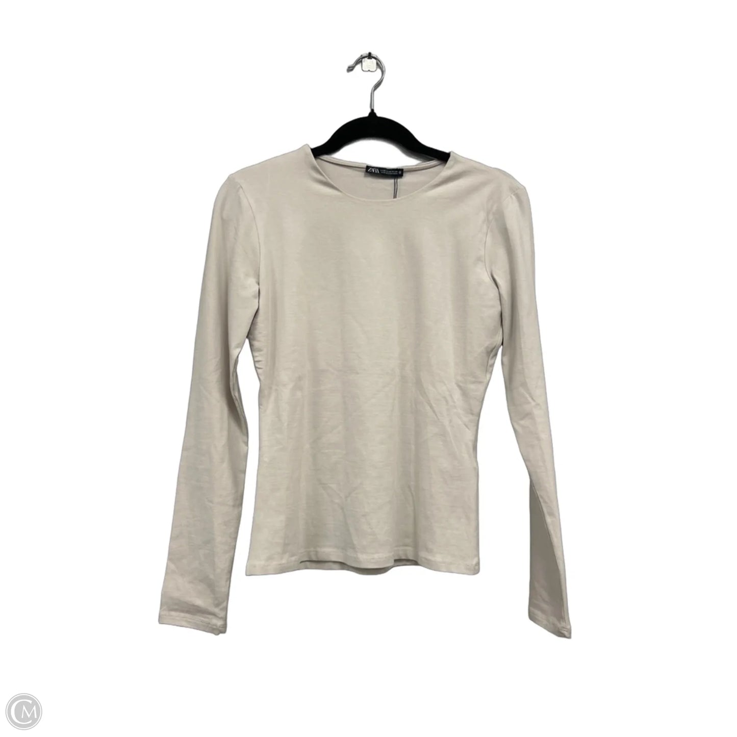 Top Long Sleeve Basic By Zara In Tan, Size: M