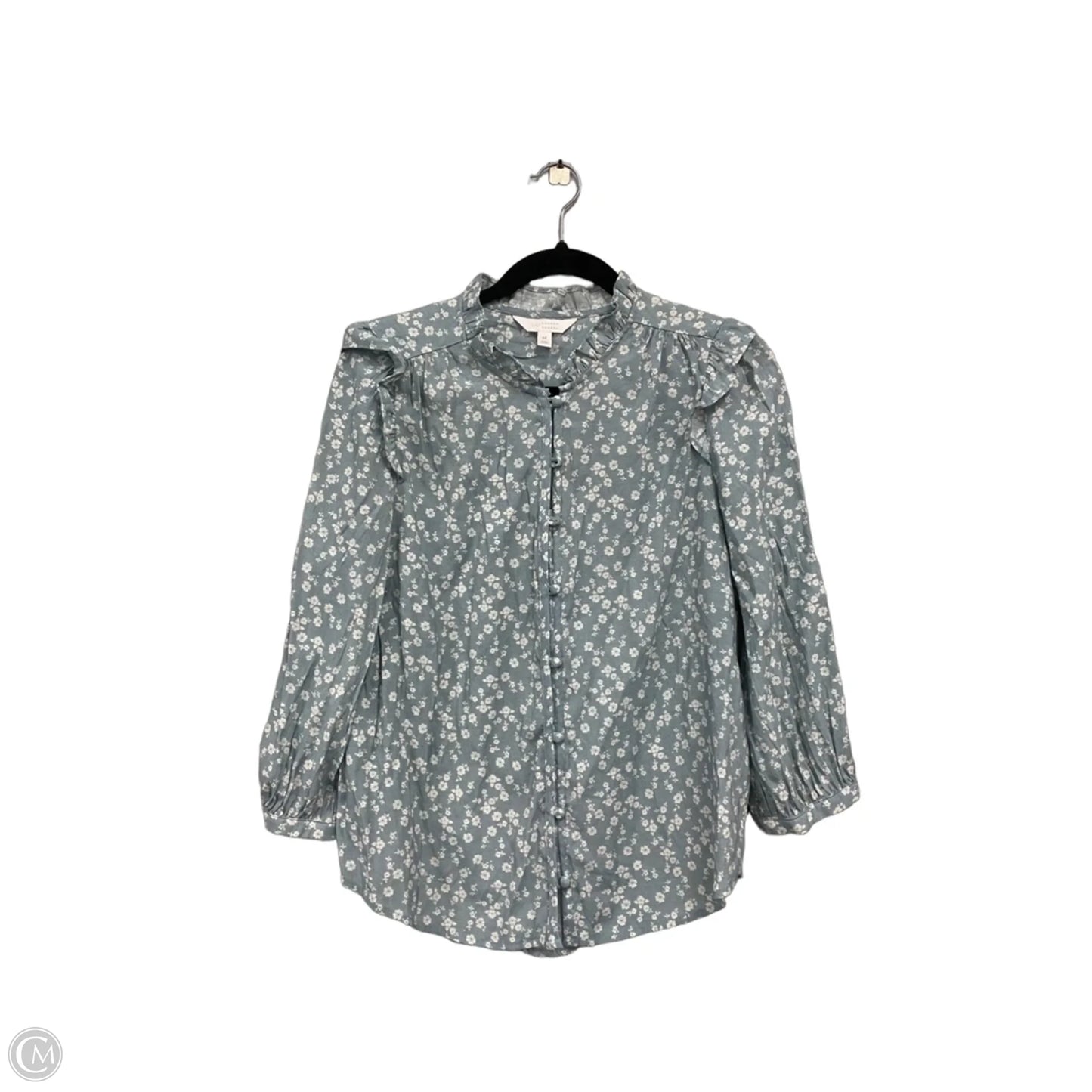 Top Long Sleeve By Lc Lauren Conrad In Green & White, Size: M