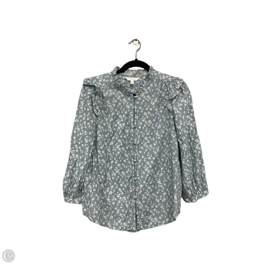 Top Long Sleeve By Lc Lauren Conrad In Green & White, Size: M