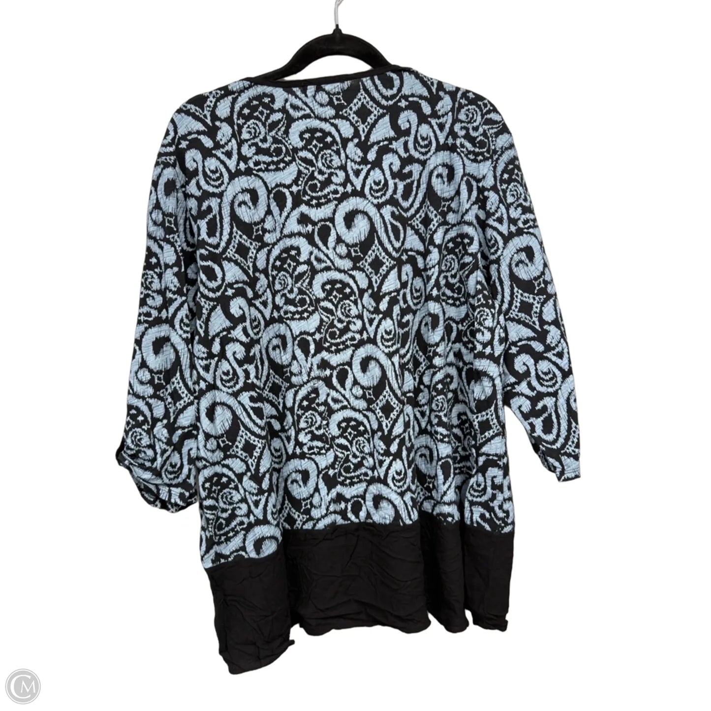 Top 3/4 Sleeve By Fresh Produce In Black & Blue, Size: 3x