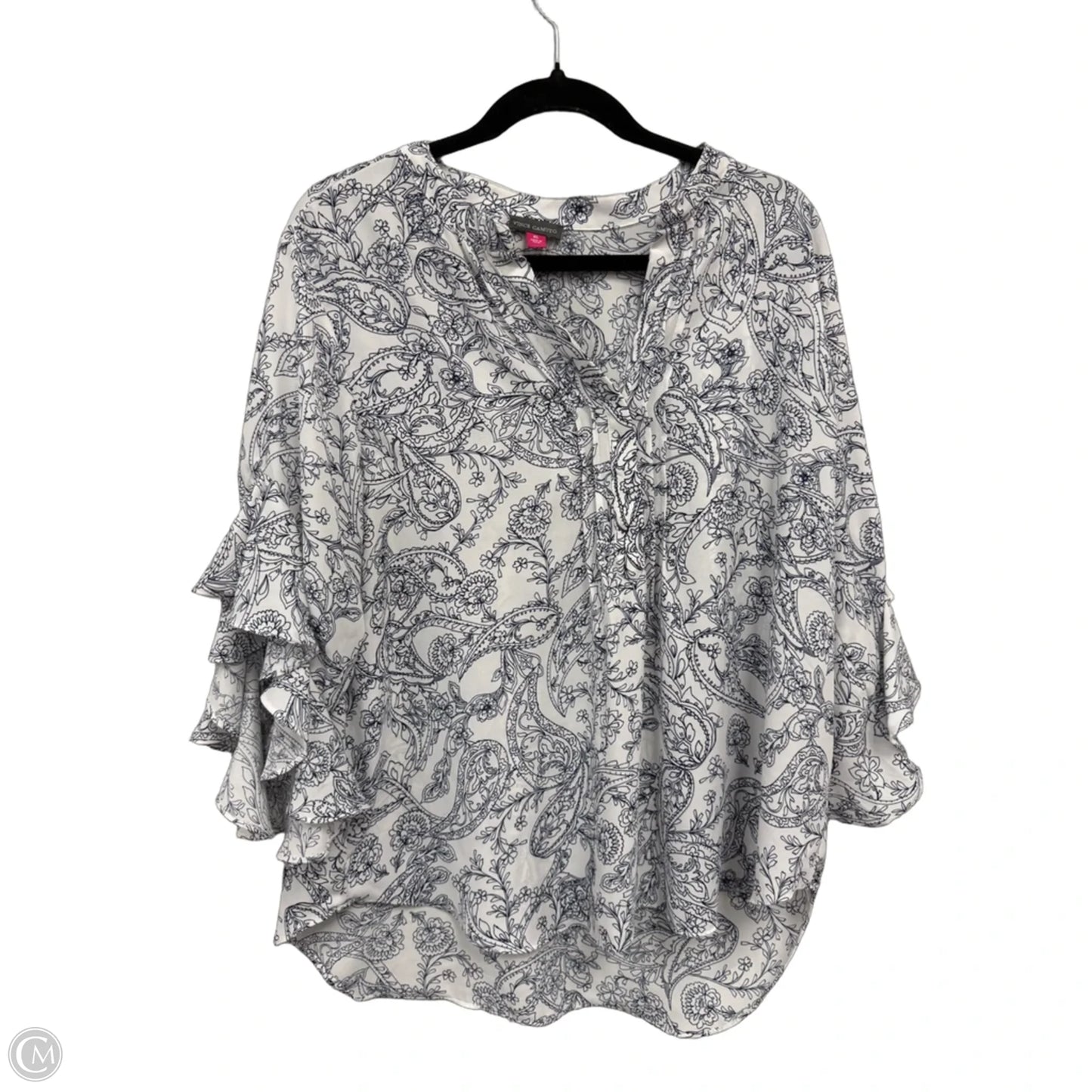 Top 3/4 Sleeve By Vince Camuto In Blue & White, Size: Xl