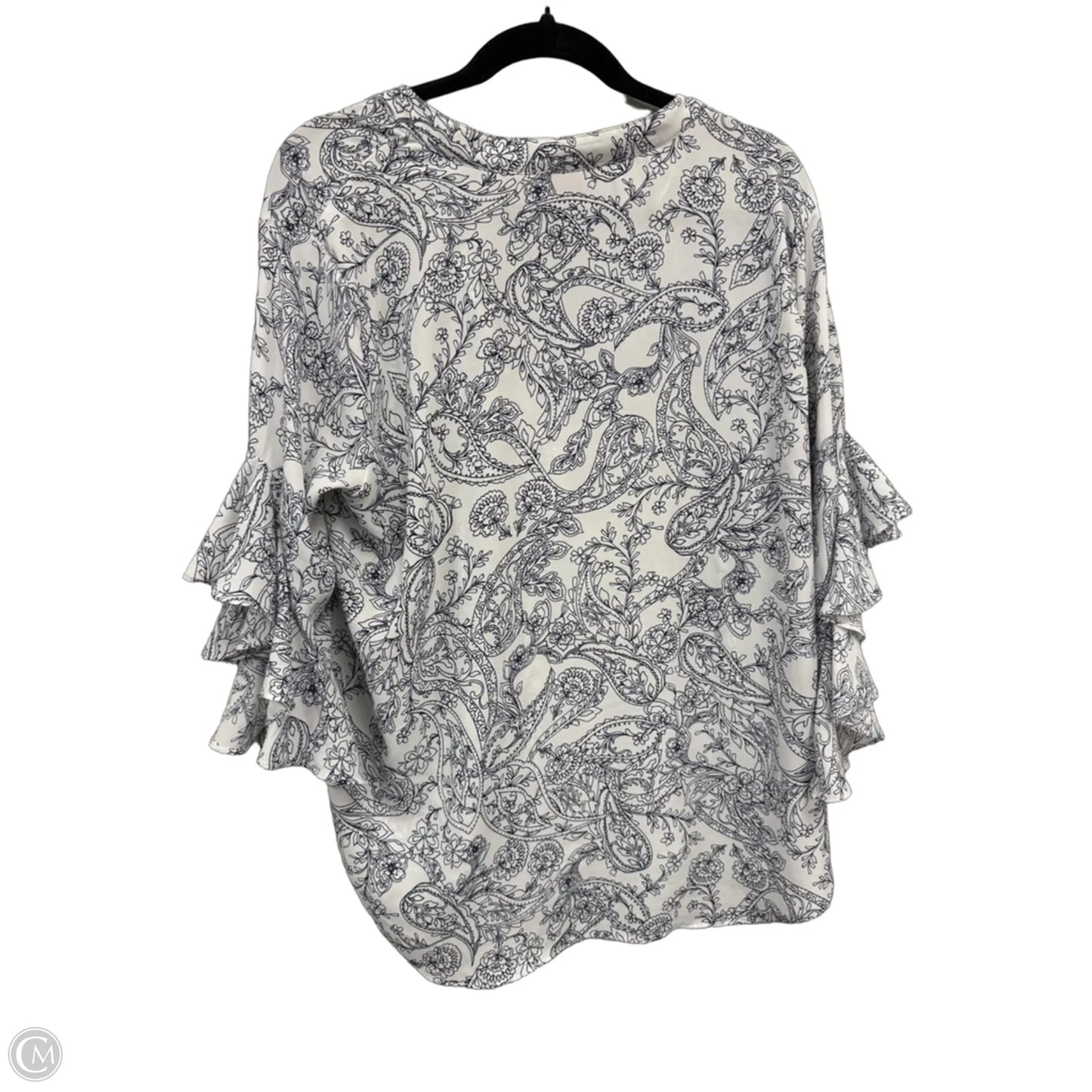 Top 3/4 Sleeve By Vince Camuto In Blue & White, Size: Xl