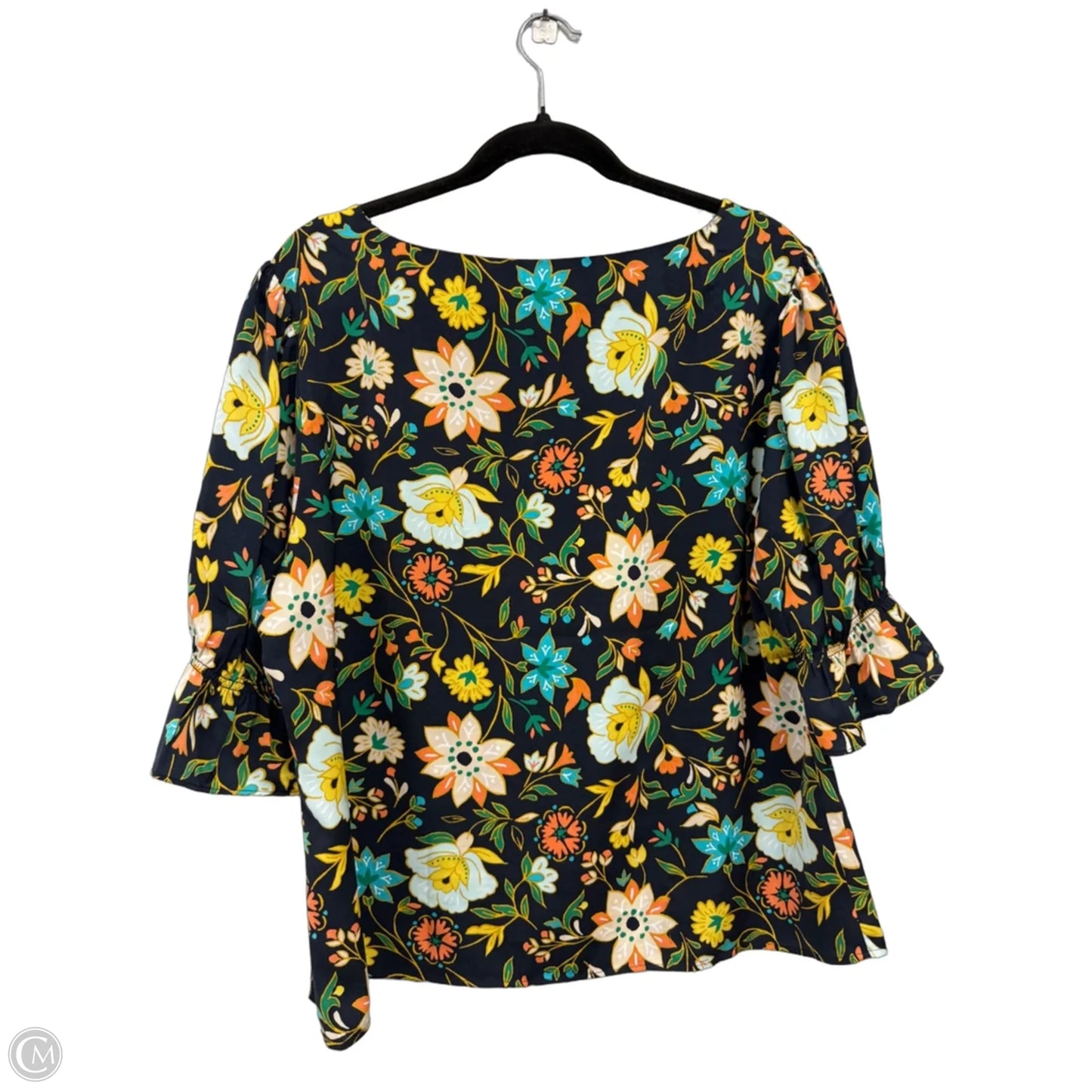 Top Short Sleeve By Ann Taylor In Blue & Yellow, Size: Xl
