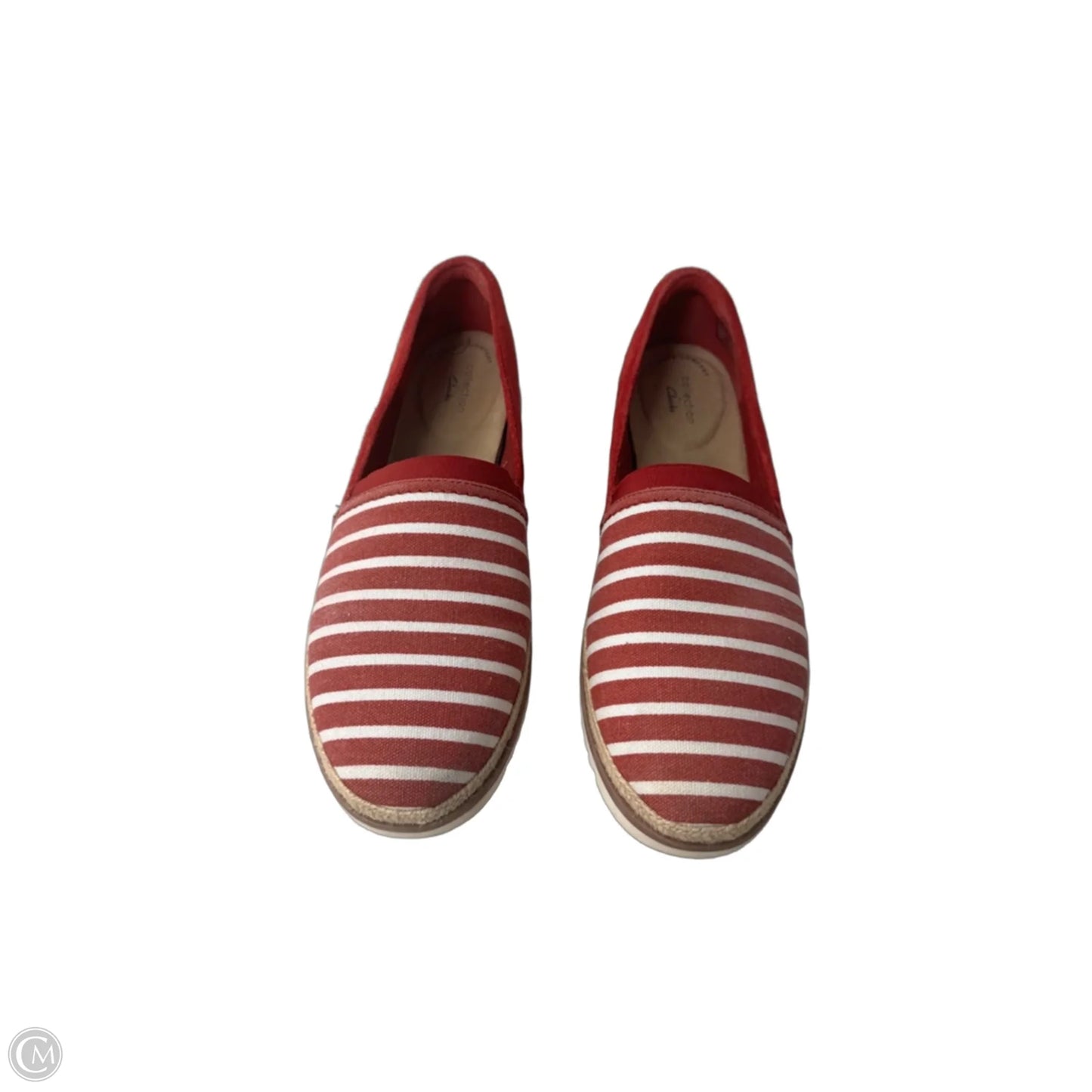 Shoes Flats By Clarks In Red & White, Size: 11