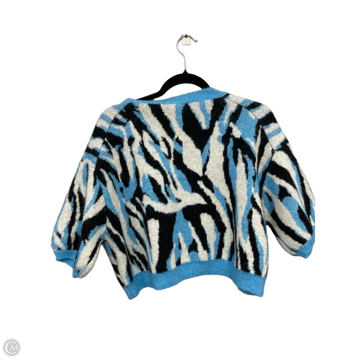 Sweater Short Sleeve By Zara In Black & Blue, Size: S