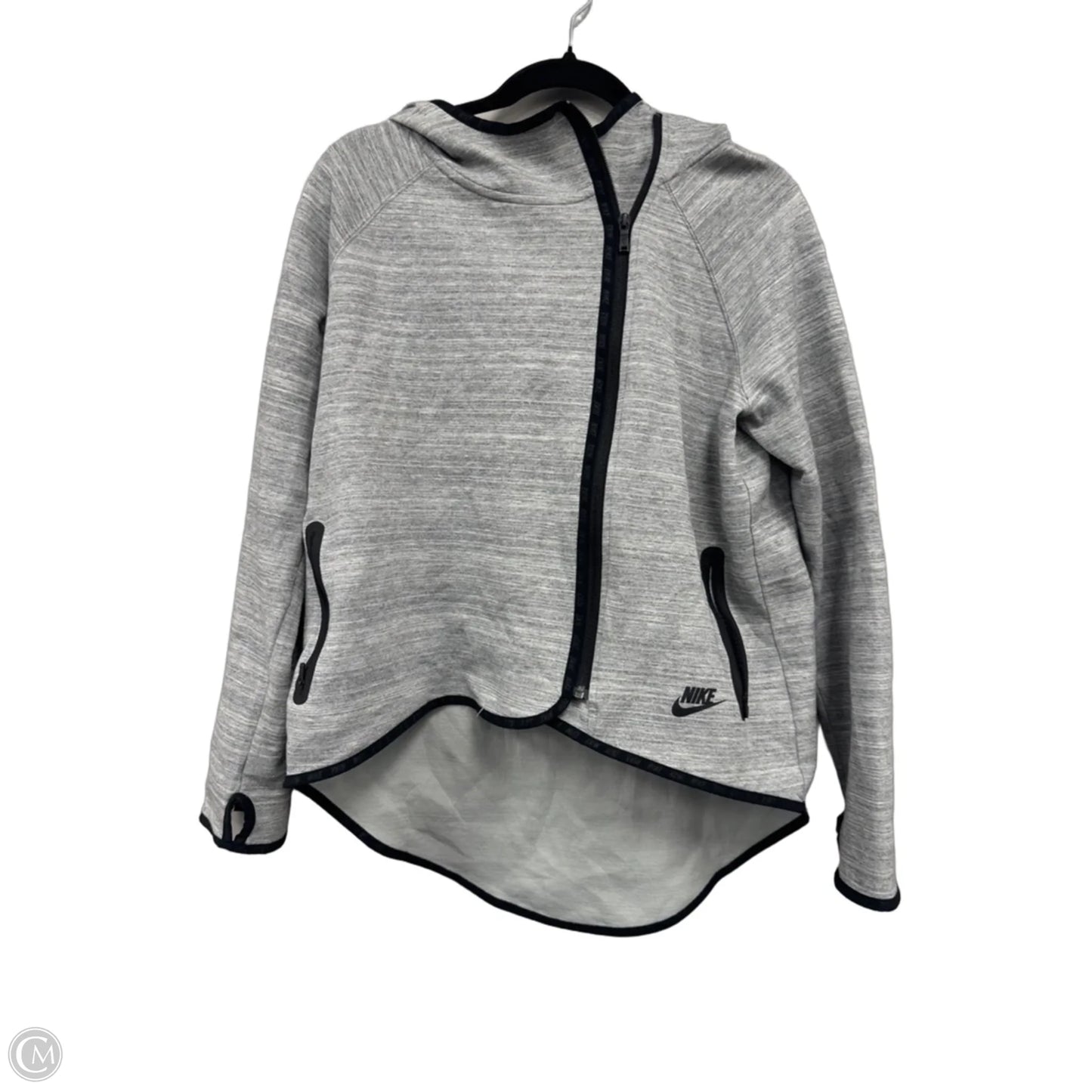 Athletic Jacket By Nike Apparel In Black & Grey, Size: M