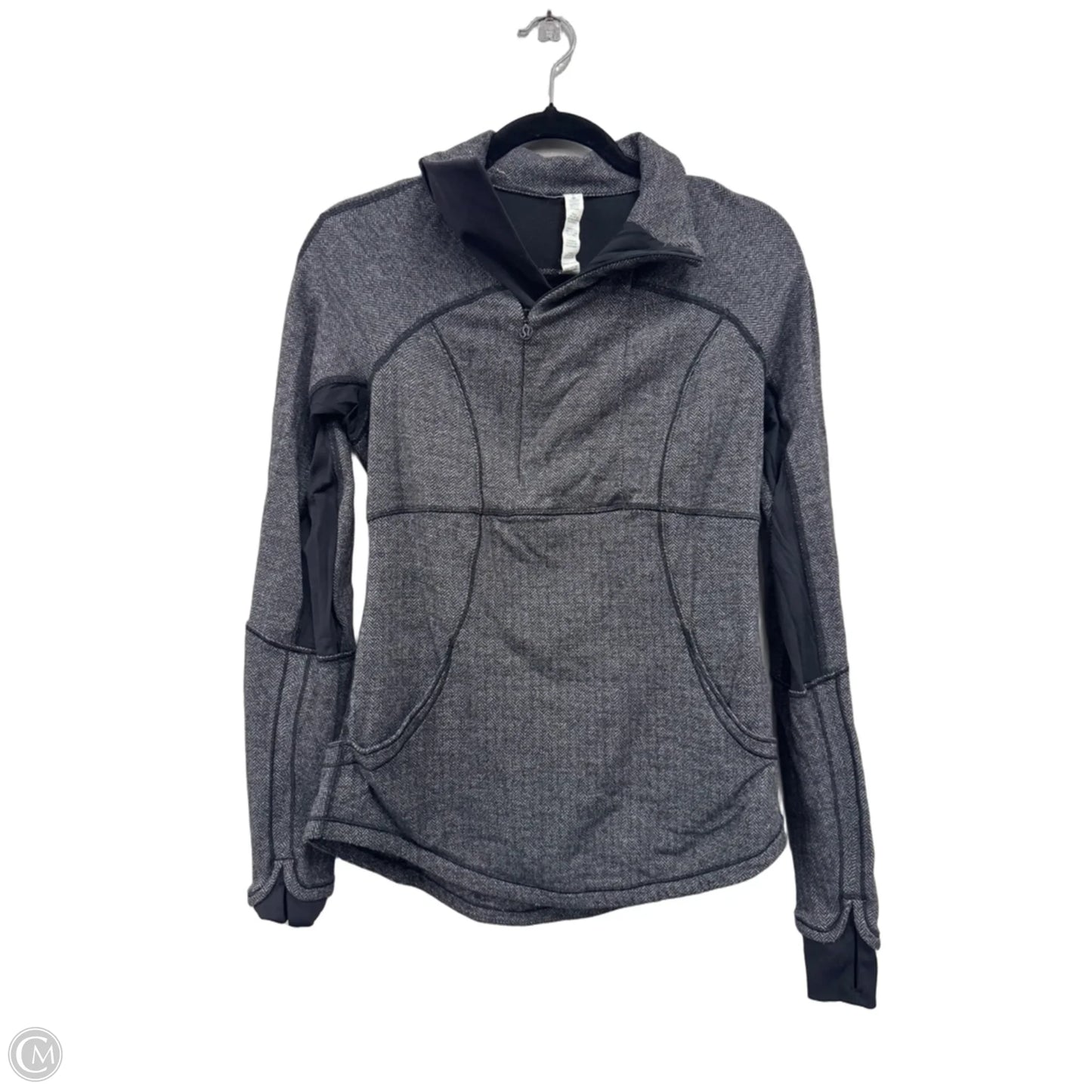 Athletic Jacket By Lululemon In Black & Grey, Size: 8