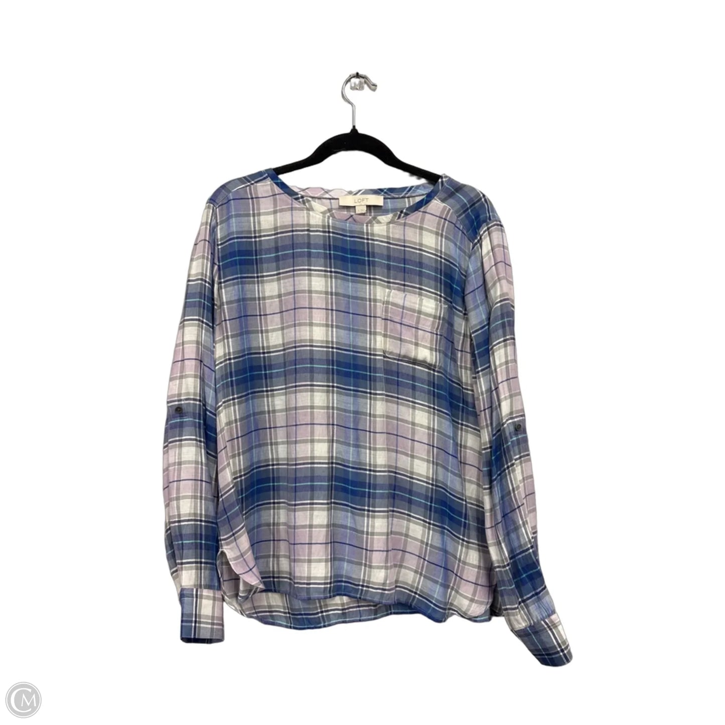 Top Long Sleeve By Loft In Blue & Purple, Size: M