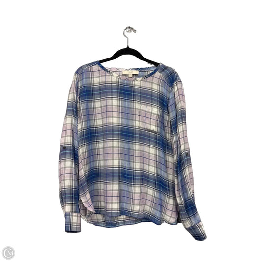 Top Long Sleeve By Loft In Blue & Purple, Size: M