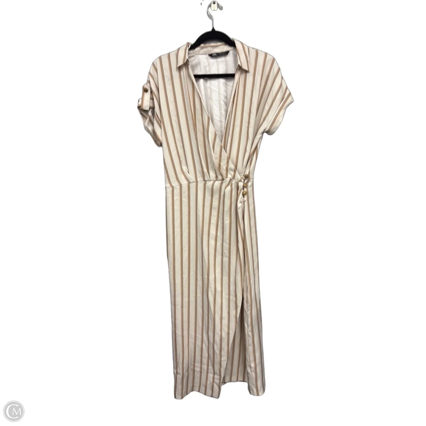 Dress Casual Maxi By Zara In Cream & Tan, Size: S
