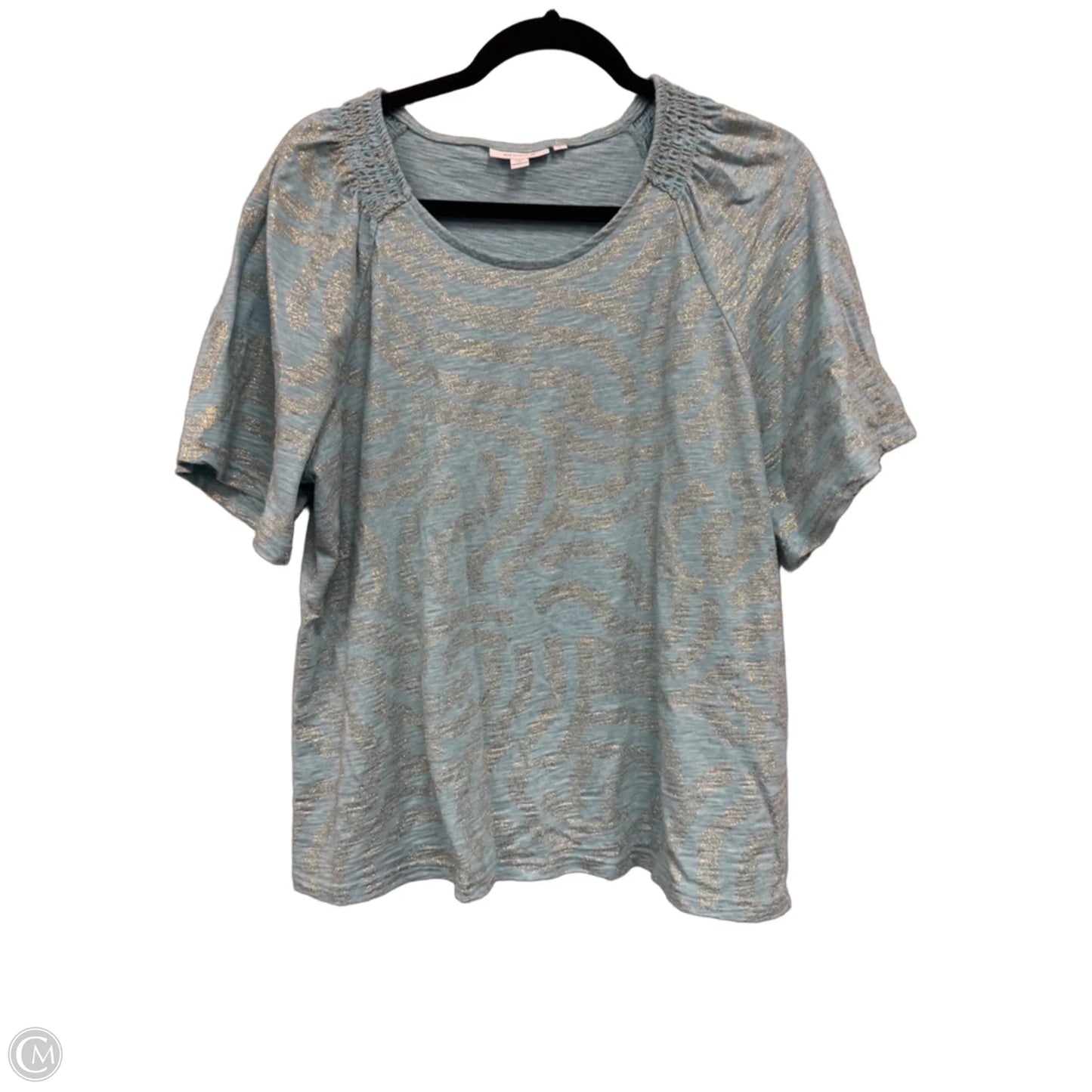 Top Short Sleeve By Chicos In Blue & Gold, Size: L