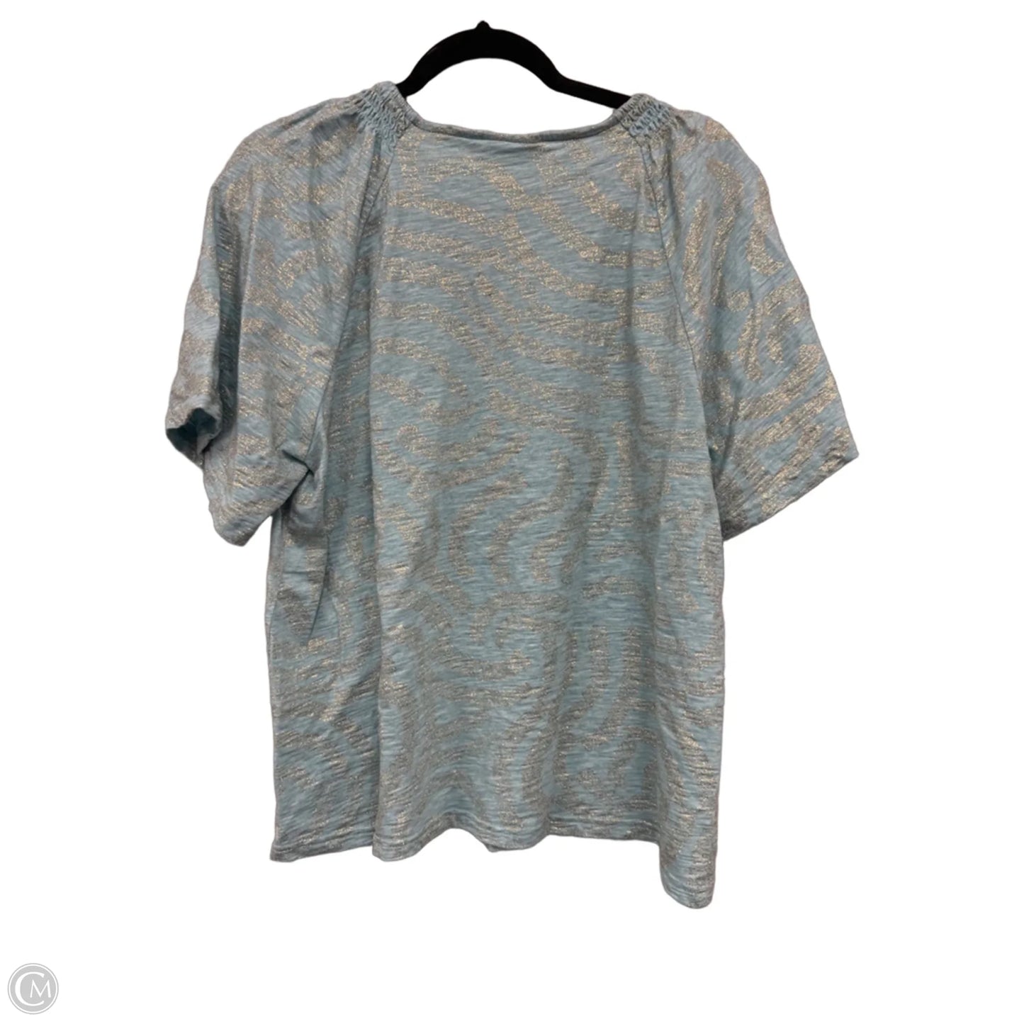 Top Short Sleeve By Chicos In Blue & Gold, Size: L