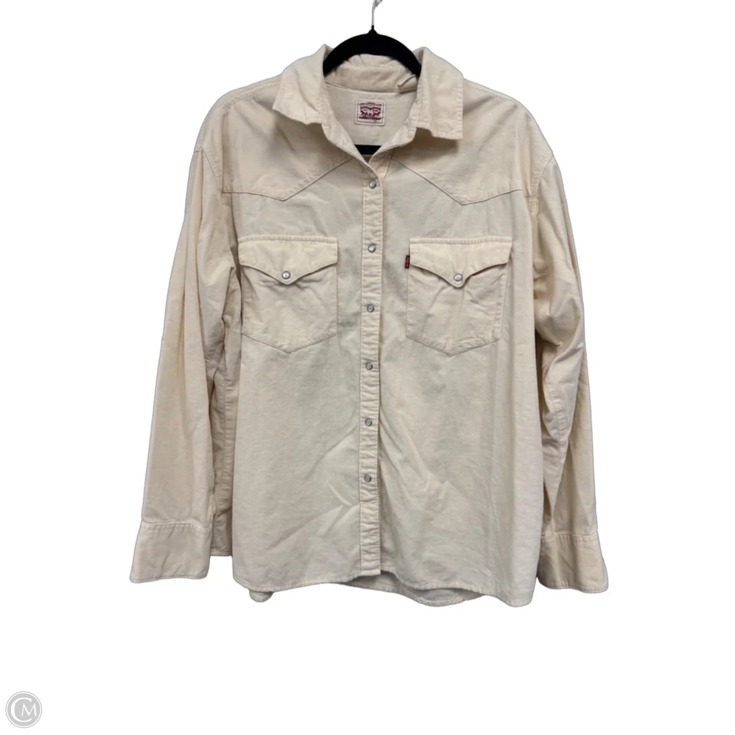 Top Long Sleeve By Levis In Cream, Size: L