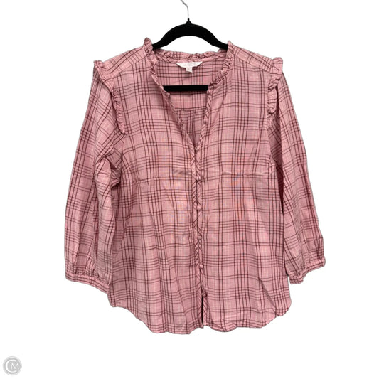 Top Long Sleeve By Lc Lauren Conrad In Brown & Pink, Size: L