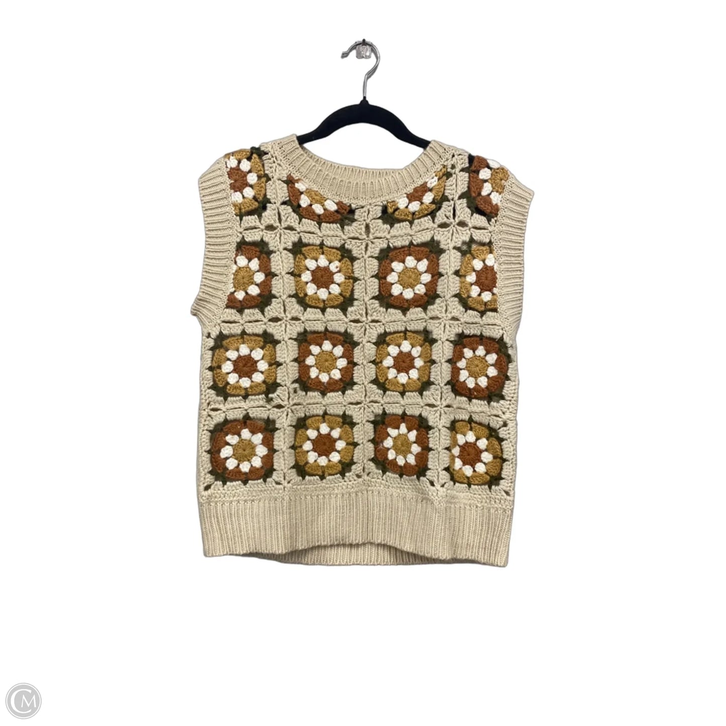 Sweater Short Sleeve By Anniewear In Orange & Tan, Size: L